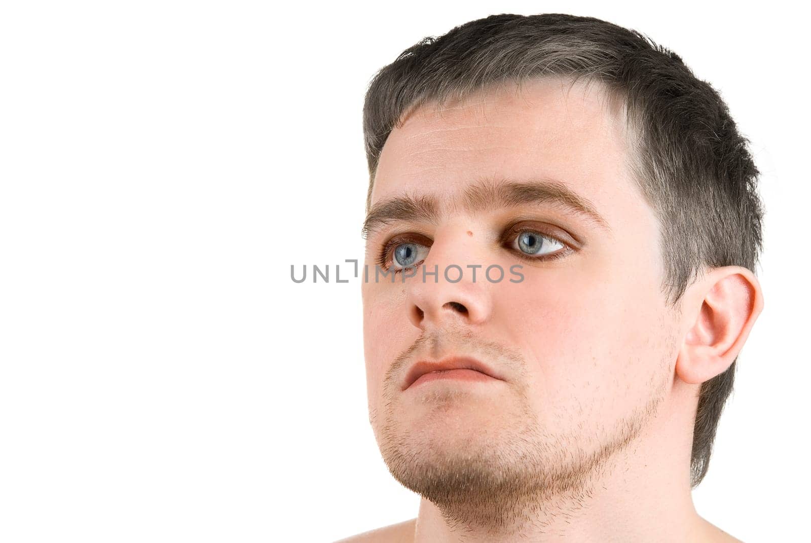 Portrait of a gothic man on a white background