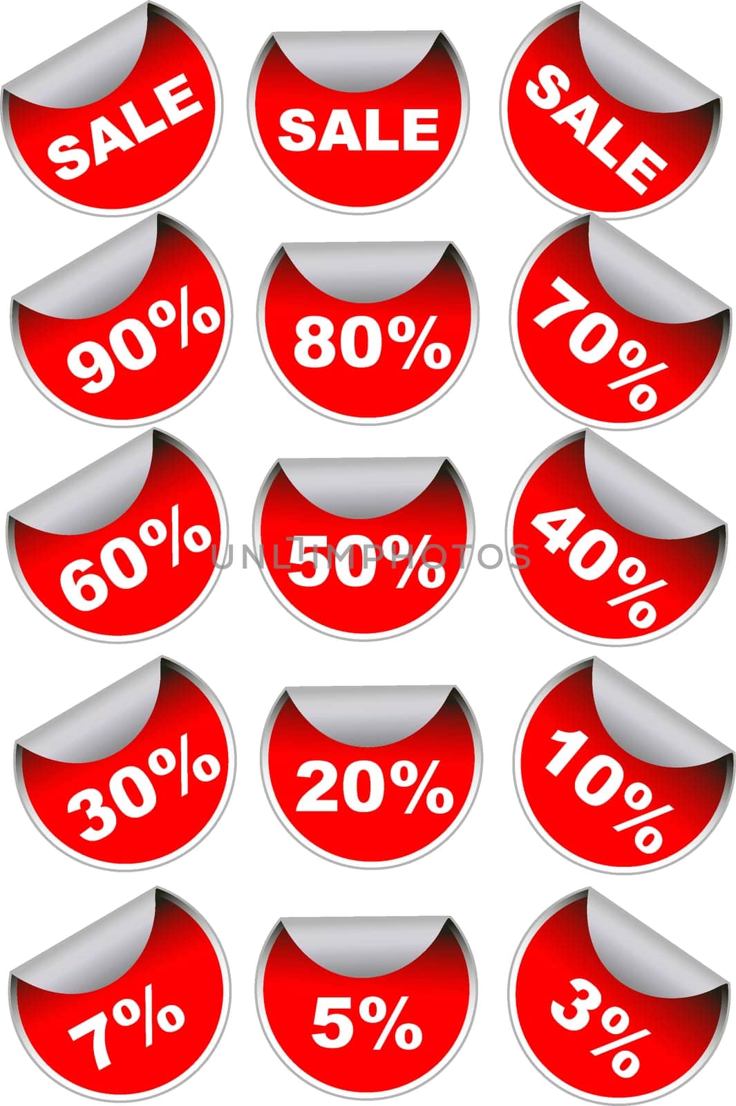 Vector Set of red sale labels badges and discount stickers