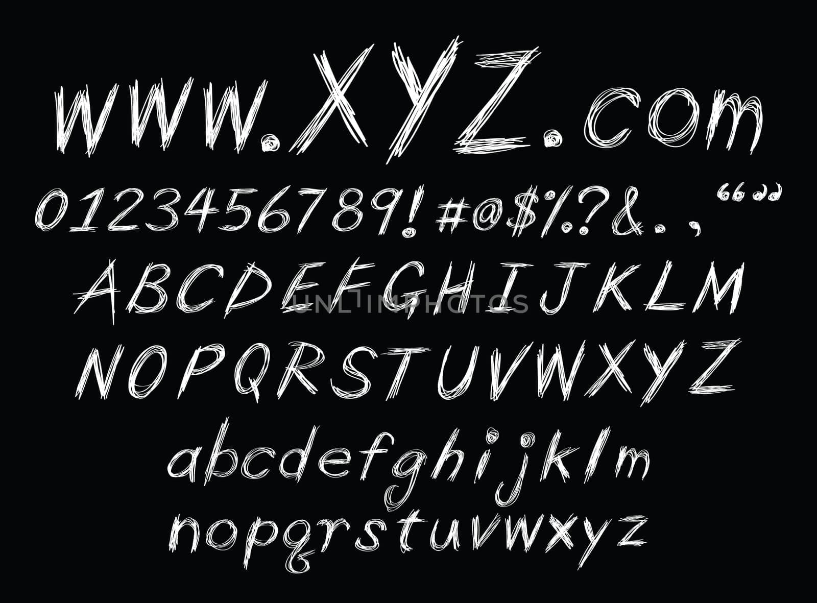 a set of sketch alphabet for design usage.