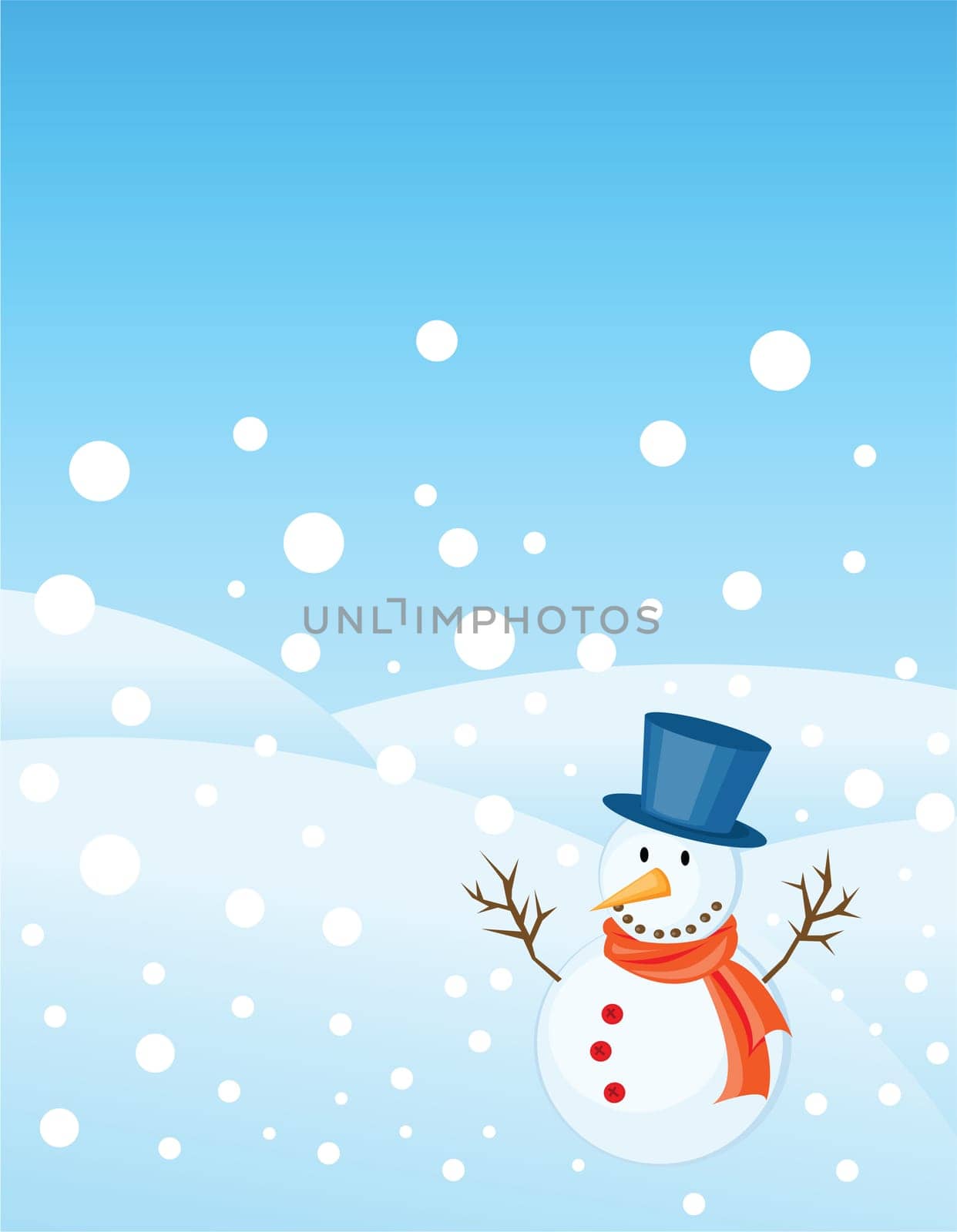 snowman illustrations for christmas greetings card.