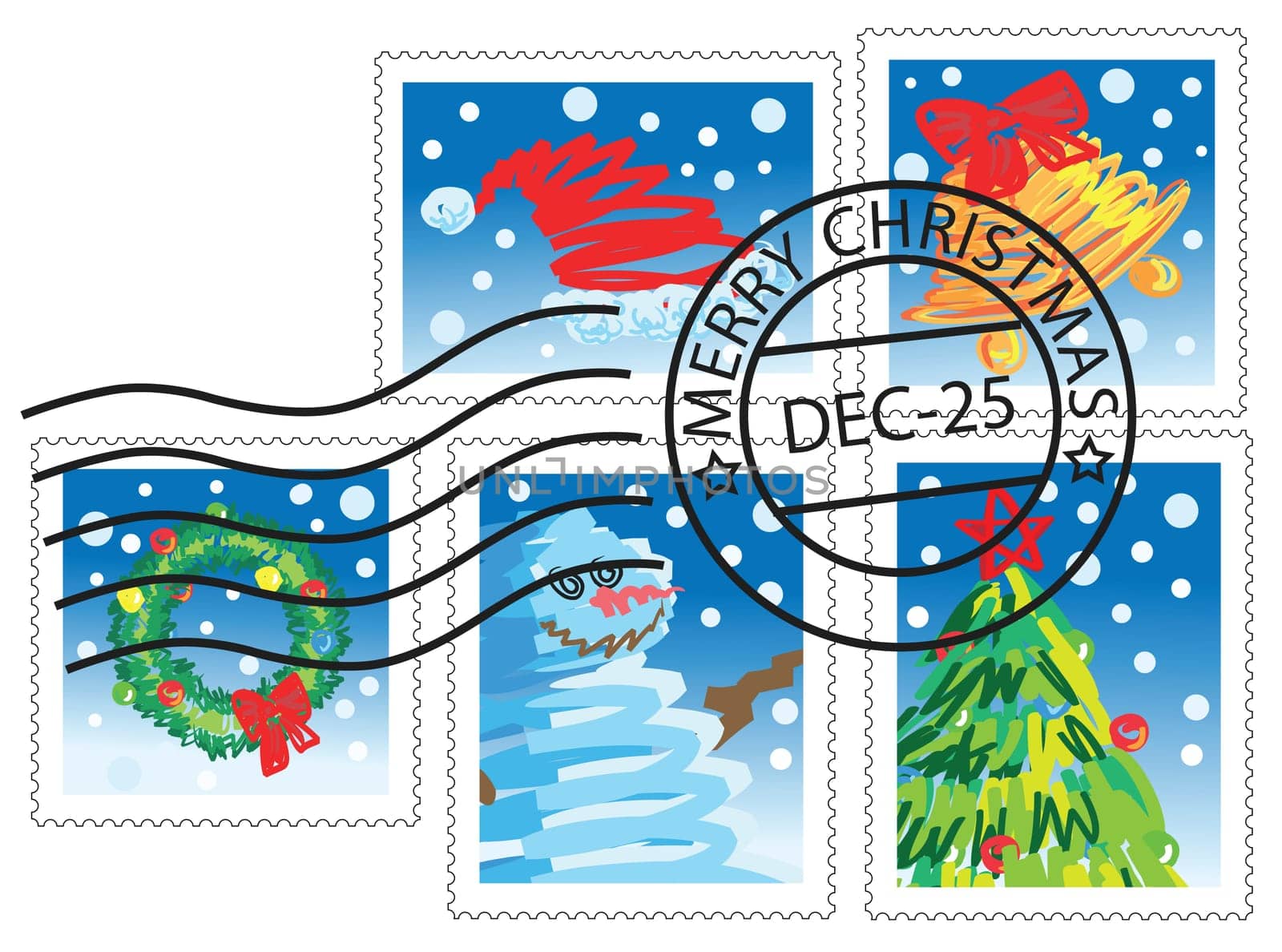 christmas design elements, stamps with christmas theme.