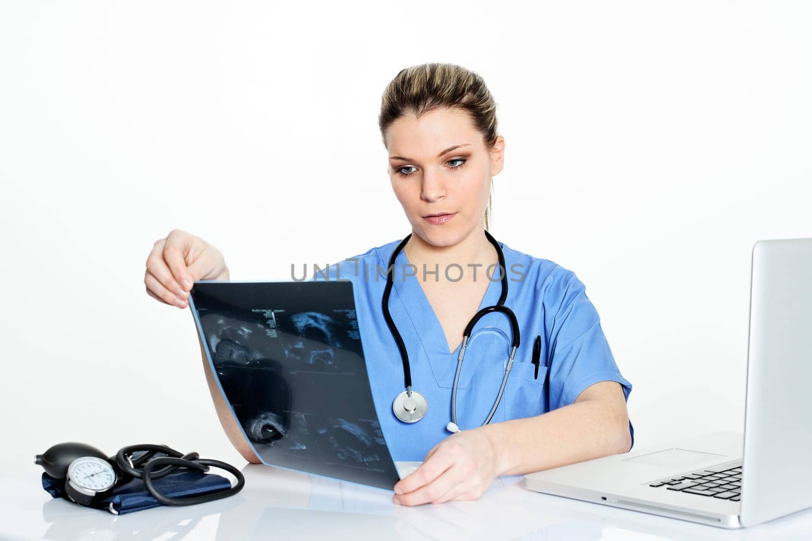 radiologist woman in action in the hospital