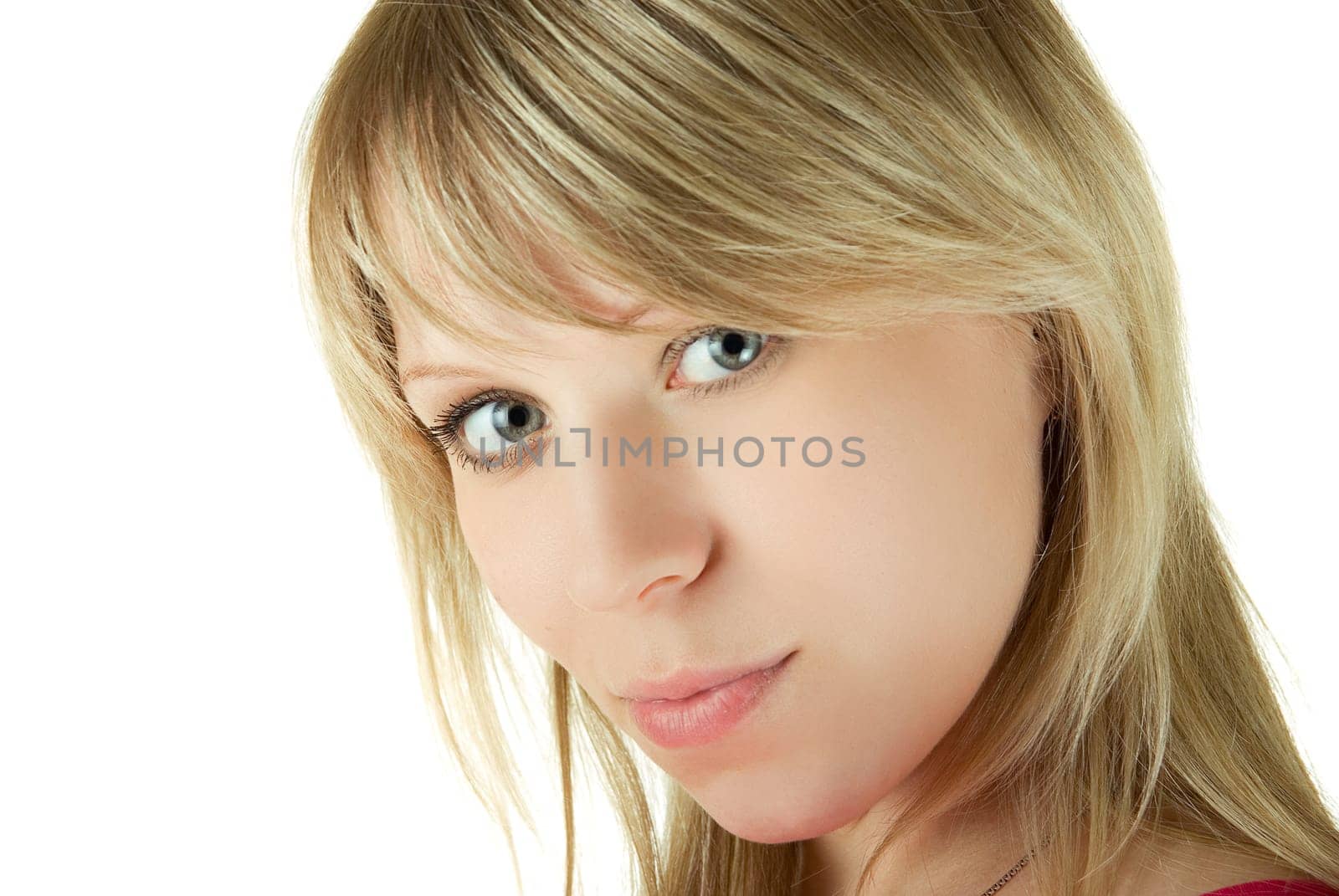Beautiful blonde girl close-up portrait