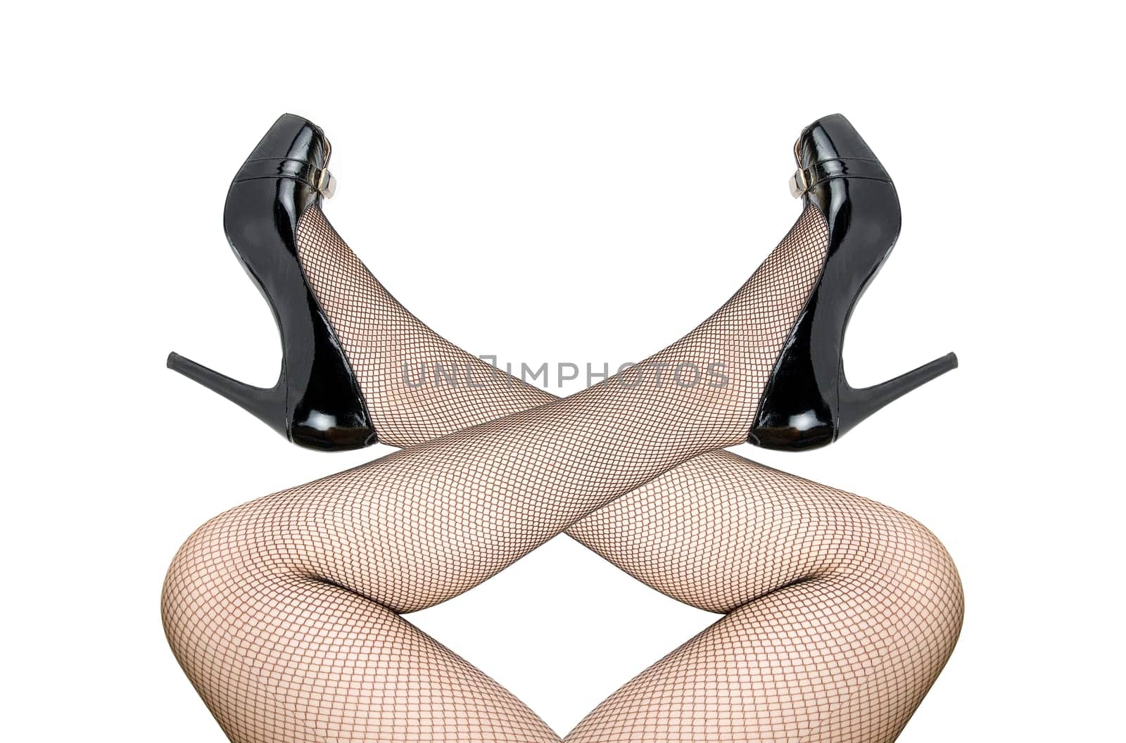 Two transversal woman legs isolated on white