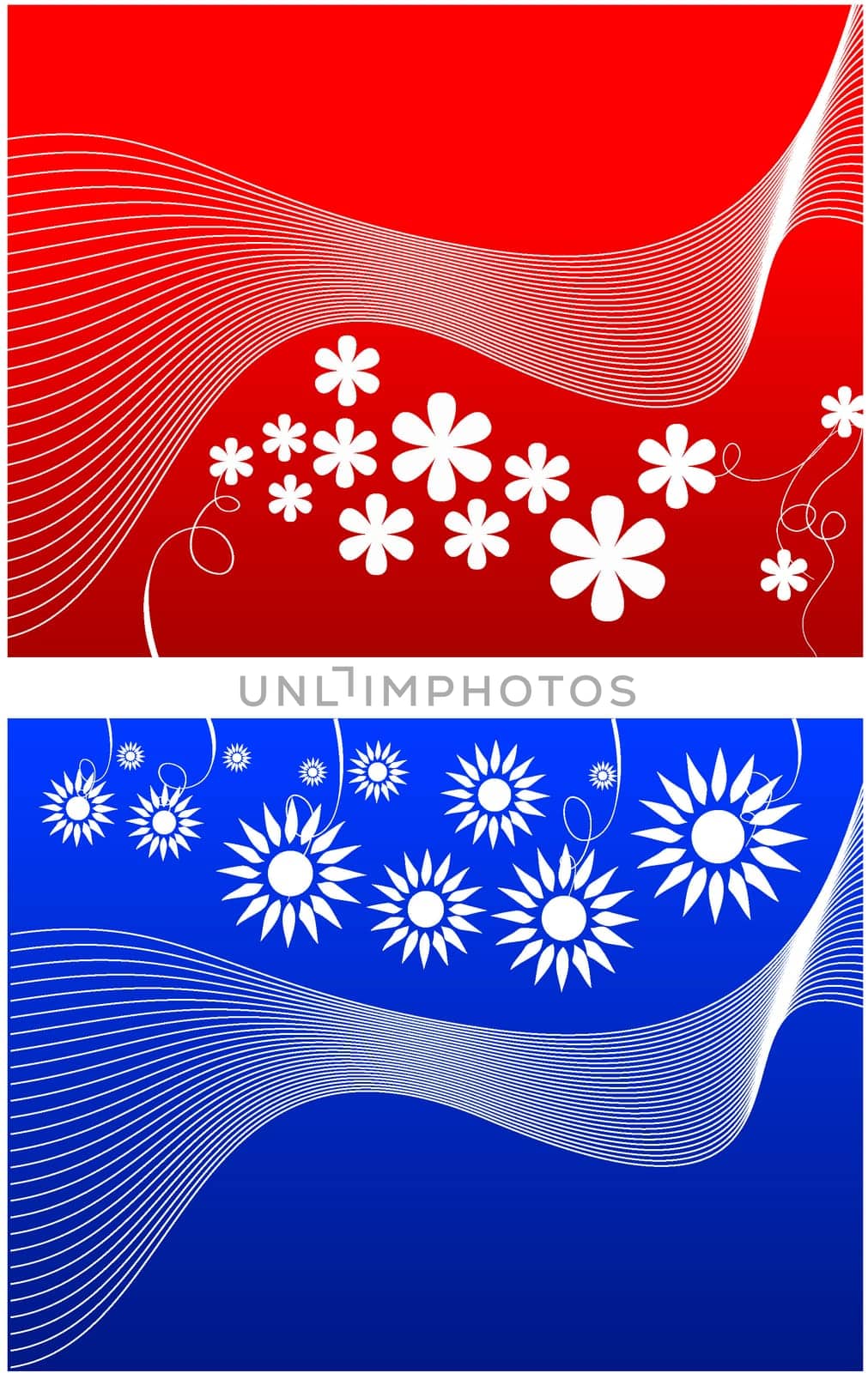 Red and blue flower illustration background
