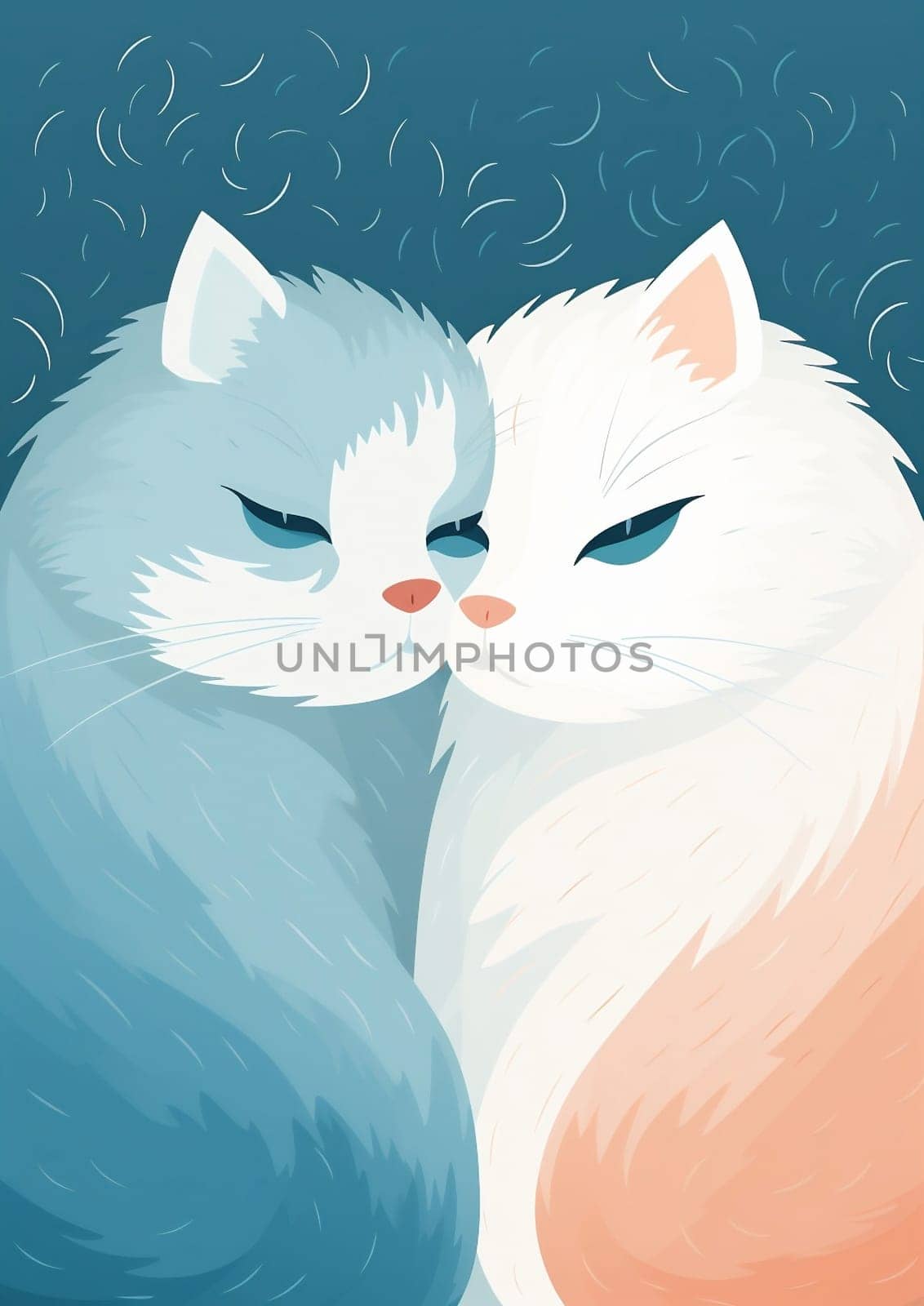 Illustration art cat pets love card kitten domestic happy cartoon animal cute by Vichizh