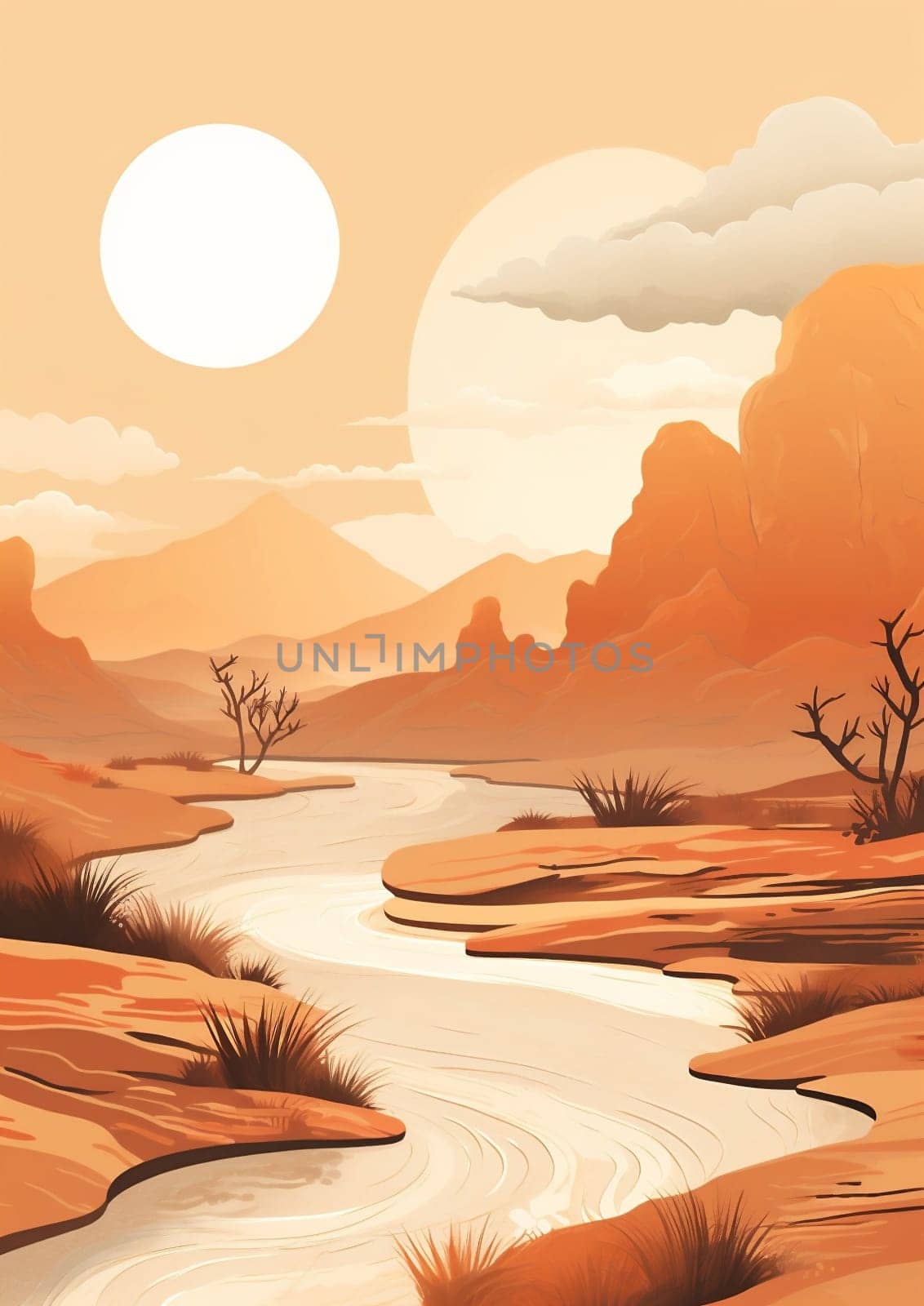 Illustration mountain nature sky background landscape by Vichizh