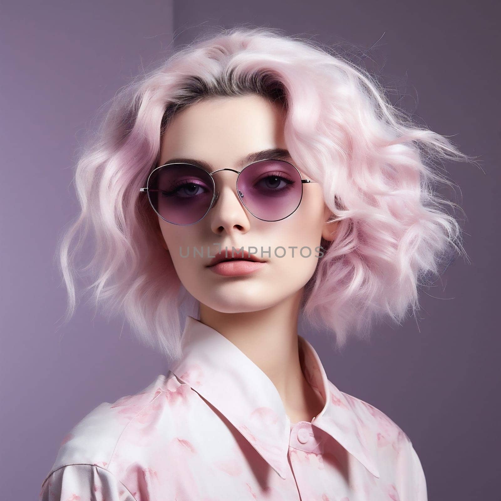 Face woman female stylish beauty portrait model caucasian attractive trendy makeup vogue pink pretty fashionable glamour styling young lady hair person