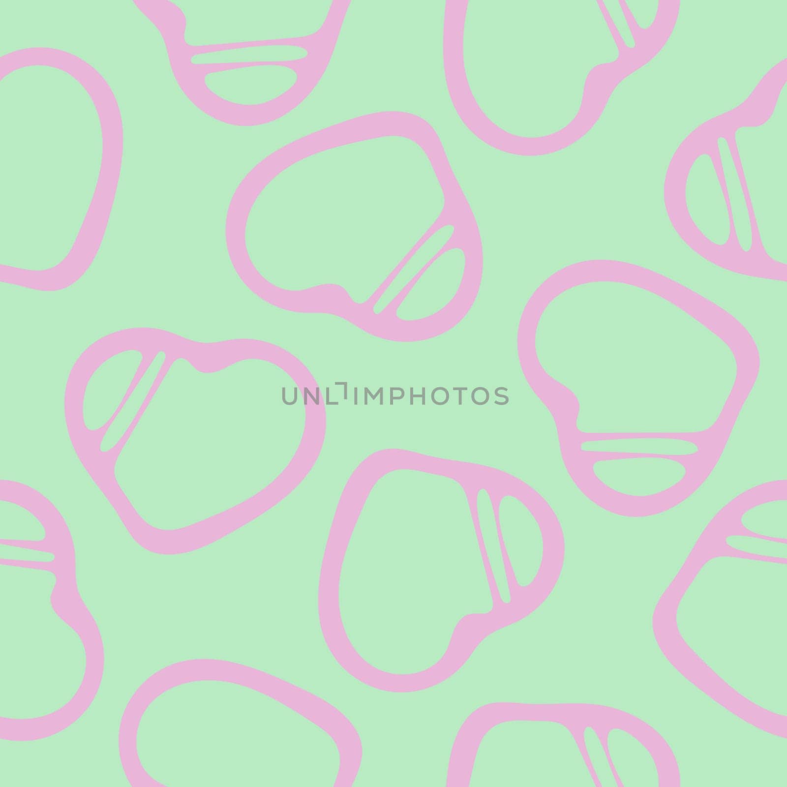 Hand Drawn Seamless Patterns with Hearts in Doodle Style. Romantic Love Digital Paper for Valentines Day. Colorful Hearts on Green Pastel Background.