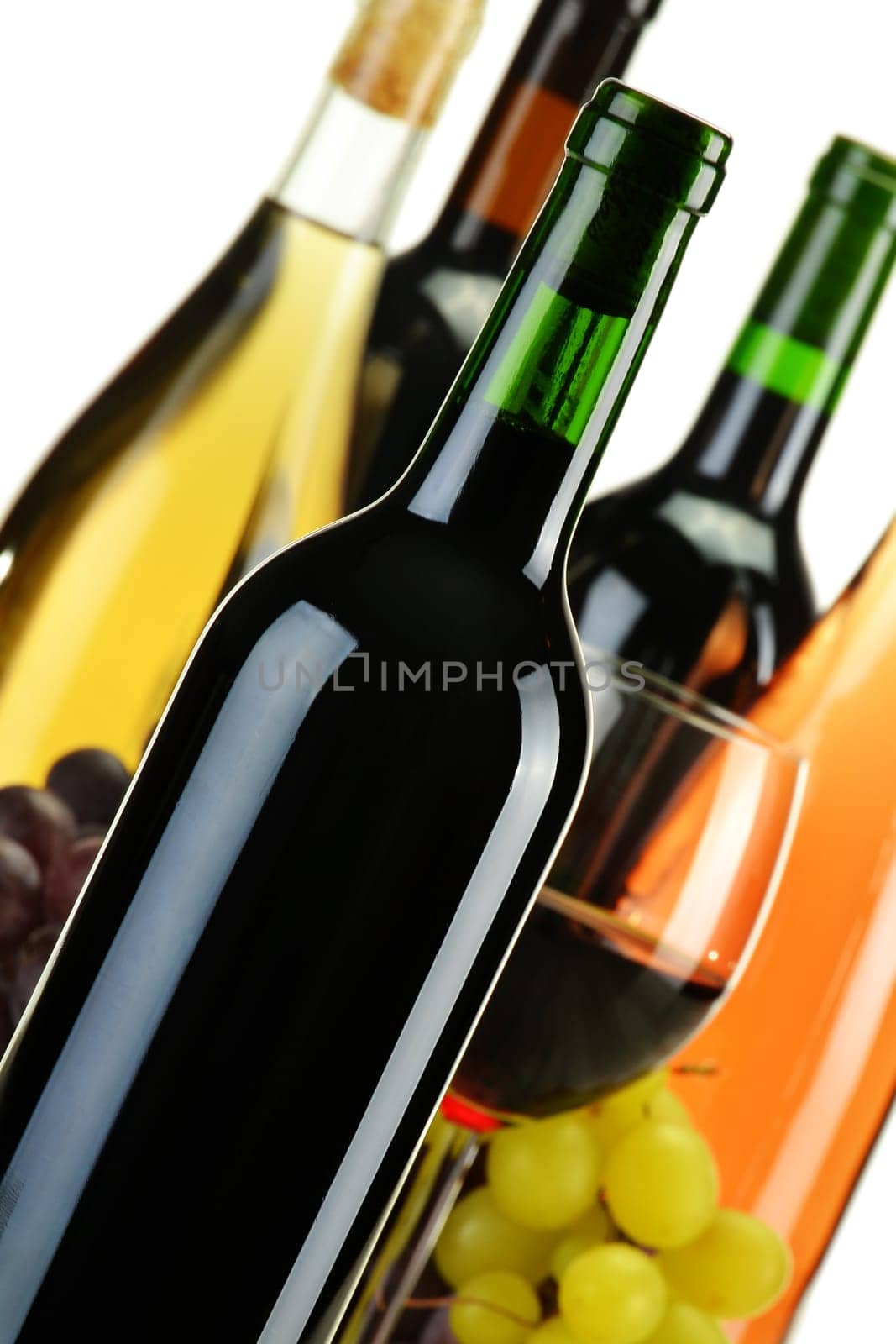 Composition with bottles of wine of different sort