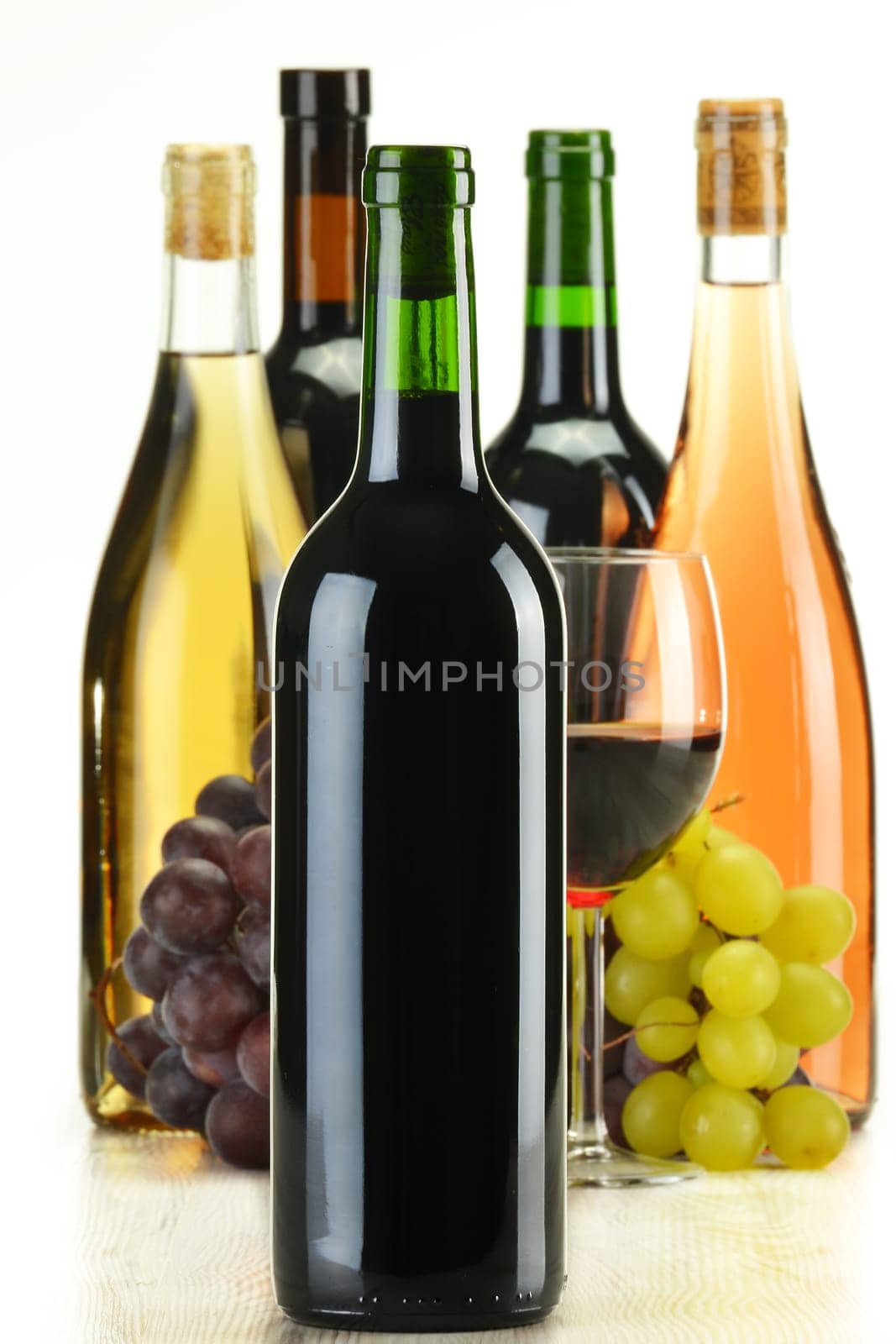 Composition with bottles of wine of different sort