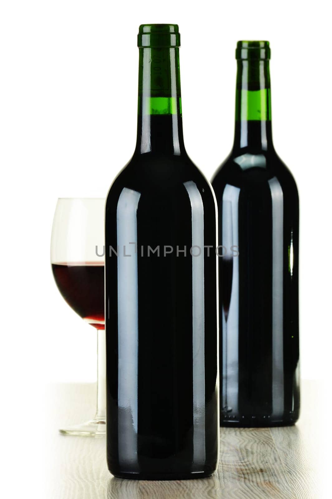 Composition with bottles of wine of different sort