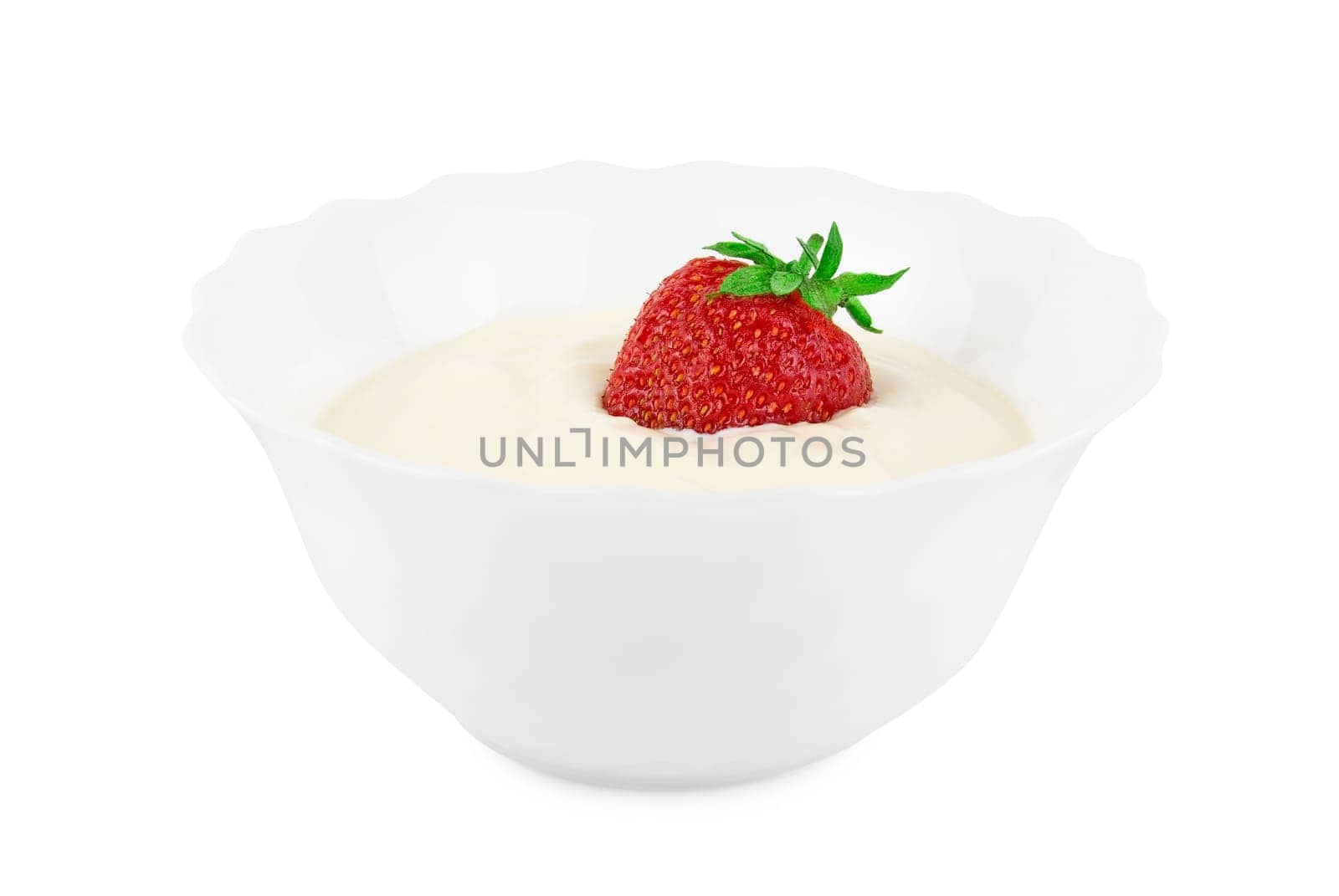 Strawberries with cream isolated on white background