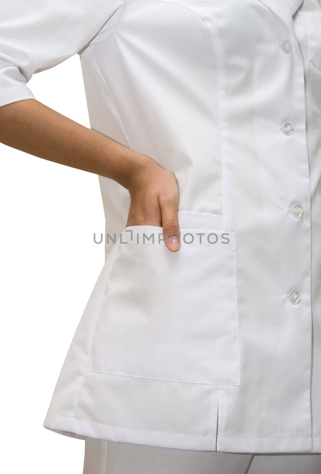 Close up of White doctors coat isolated on white