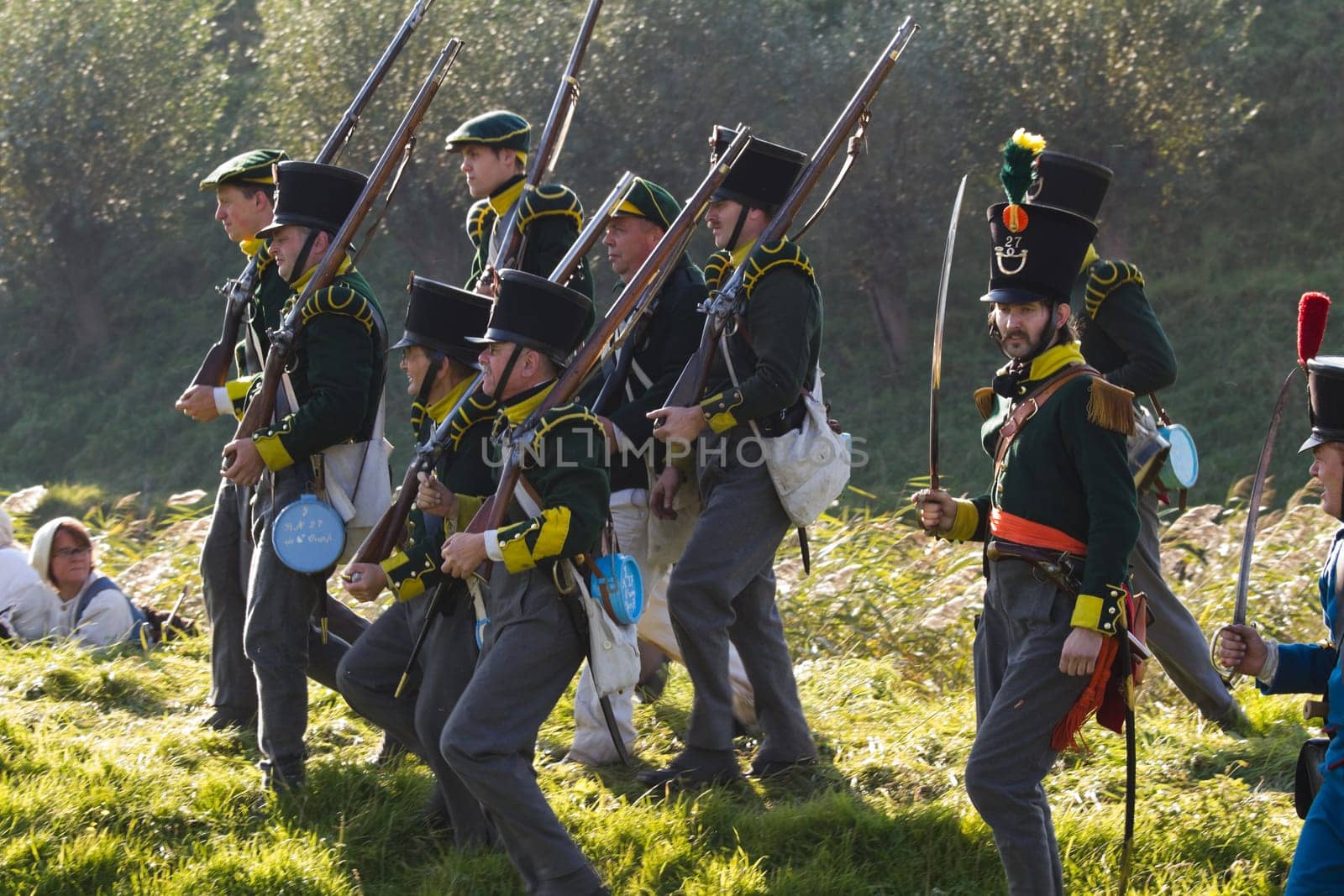 Willemstad - October 23: Replay of Napoleonic period in the Netherlands with battle between French, Dutch and English troops at Fort Sabina, October 23, 2011, Fort Sabina, Willemstad, the Netherlands
