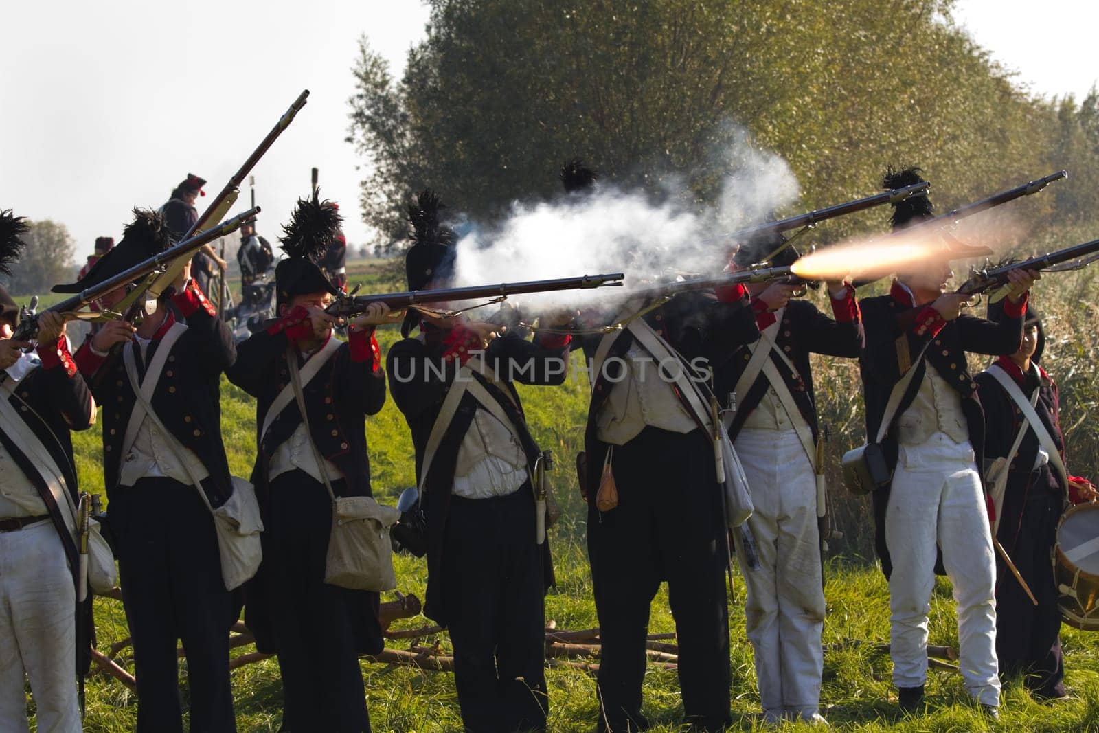 Willemstad - October 23: Replay of Napoleonic period in the Netherlands with battle between French, Dutch and English troops at Fort Sabina, October 23, 2011, Fort Sabina, Willemstad, the Netherlands