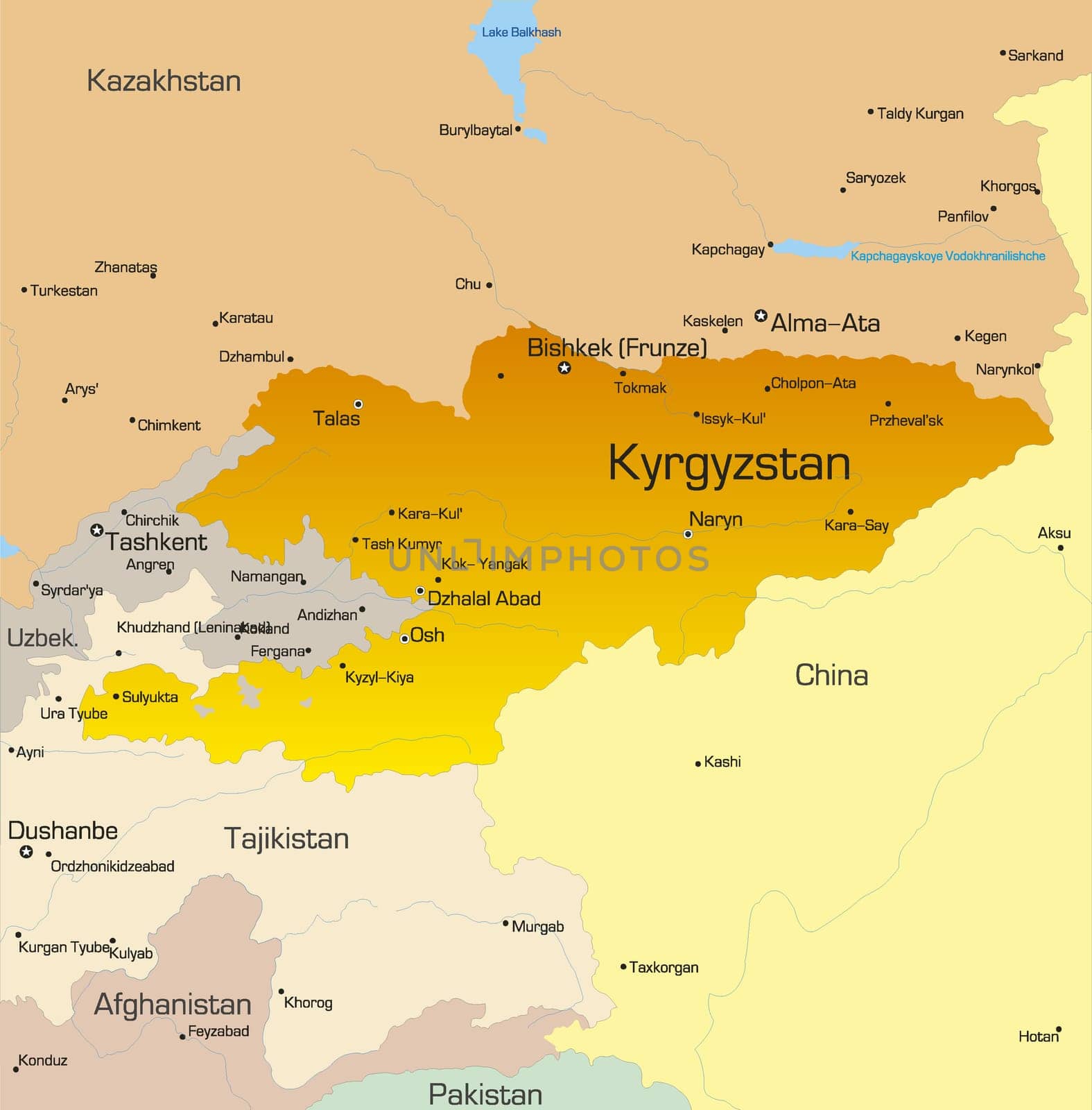 Vector color map of Kyrgyzstan country