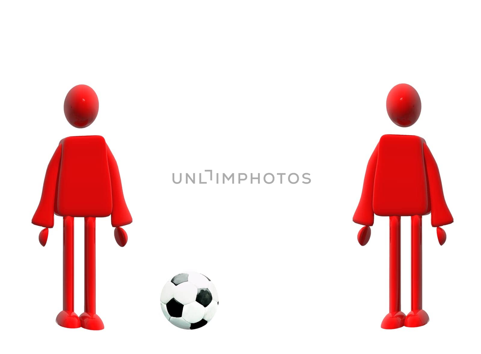 Two figures with soccer ball