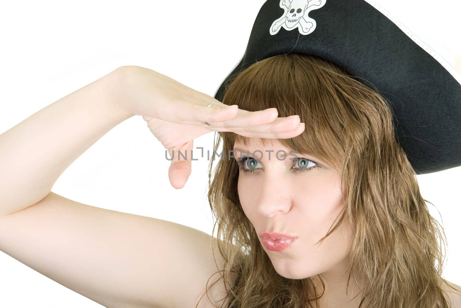 sea rover girl isolated on a white background