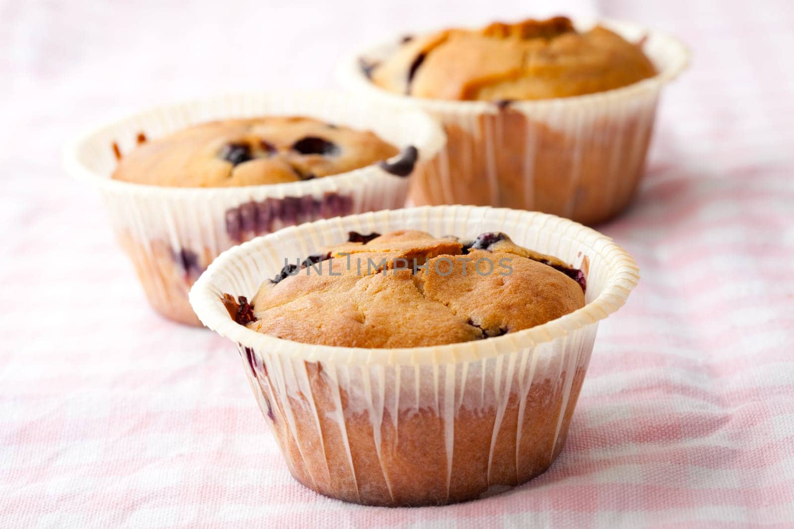 Close-up of delicious homemade blueberry muffins