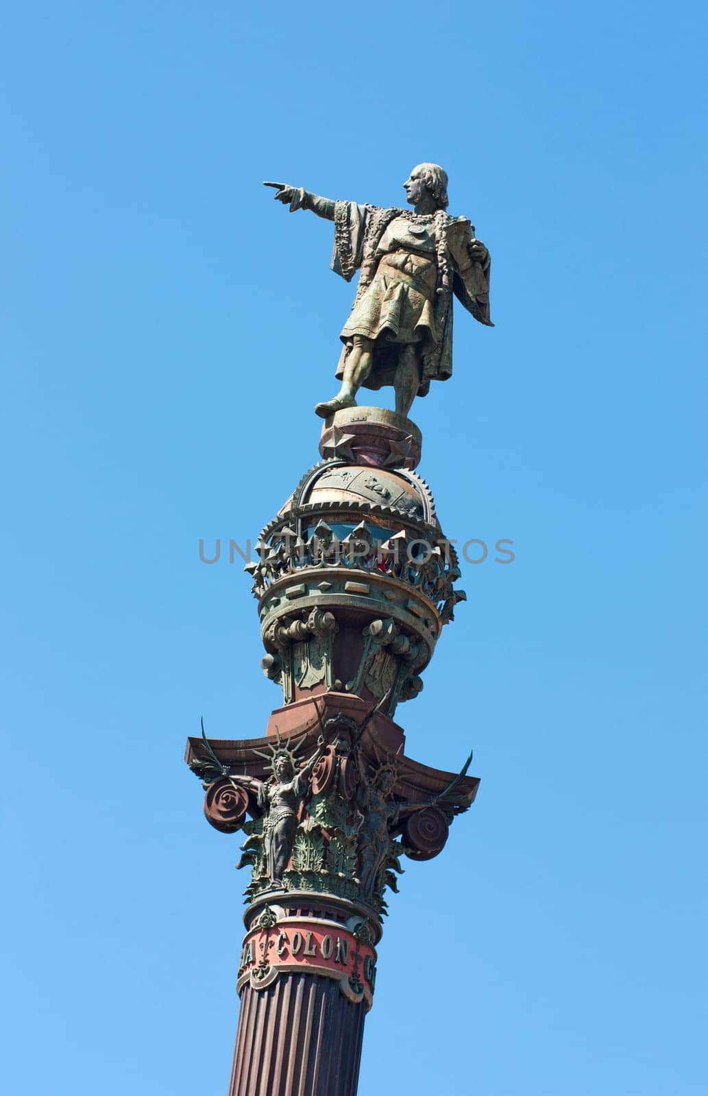 The Columbus monument showing the sea, the emblem of Barcelona