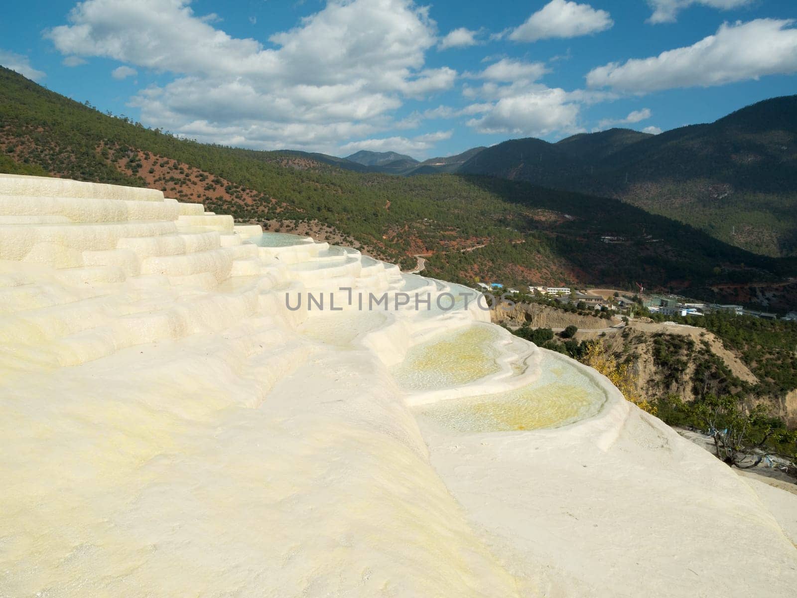 Baishutai Terraces in Yunnan,China,pure meltwater on limestone