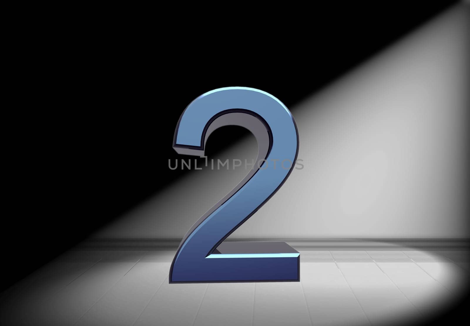blue number in spotlight