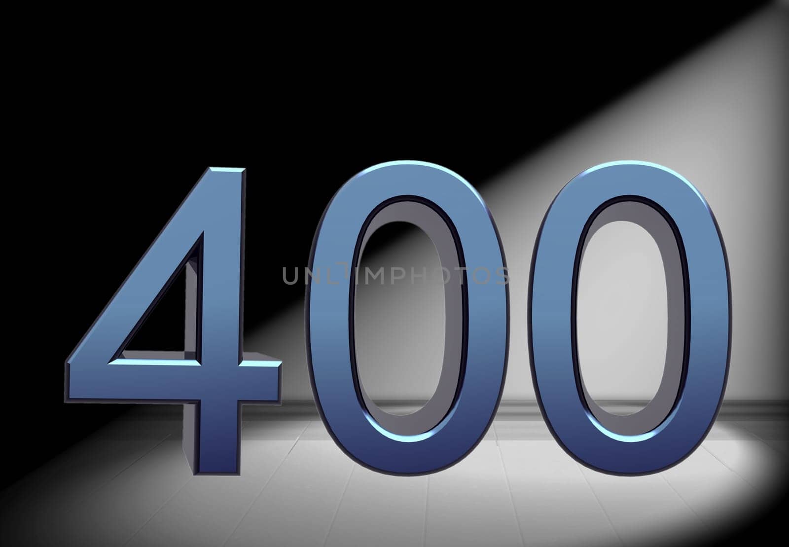 blue number in spotlight