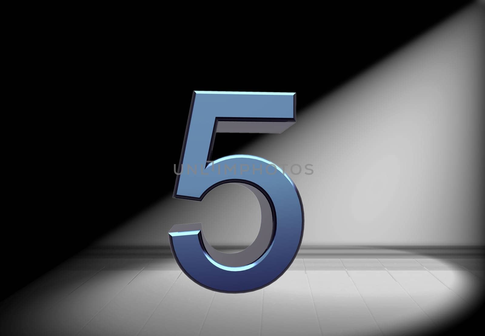 blue number in spotlight