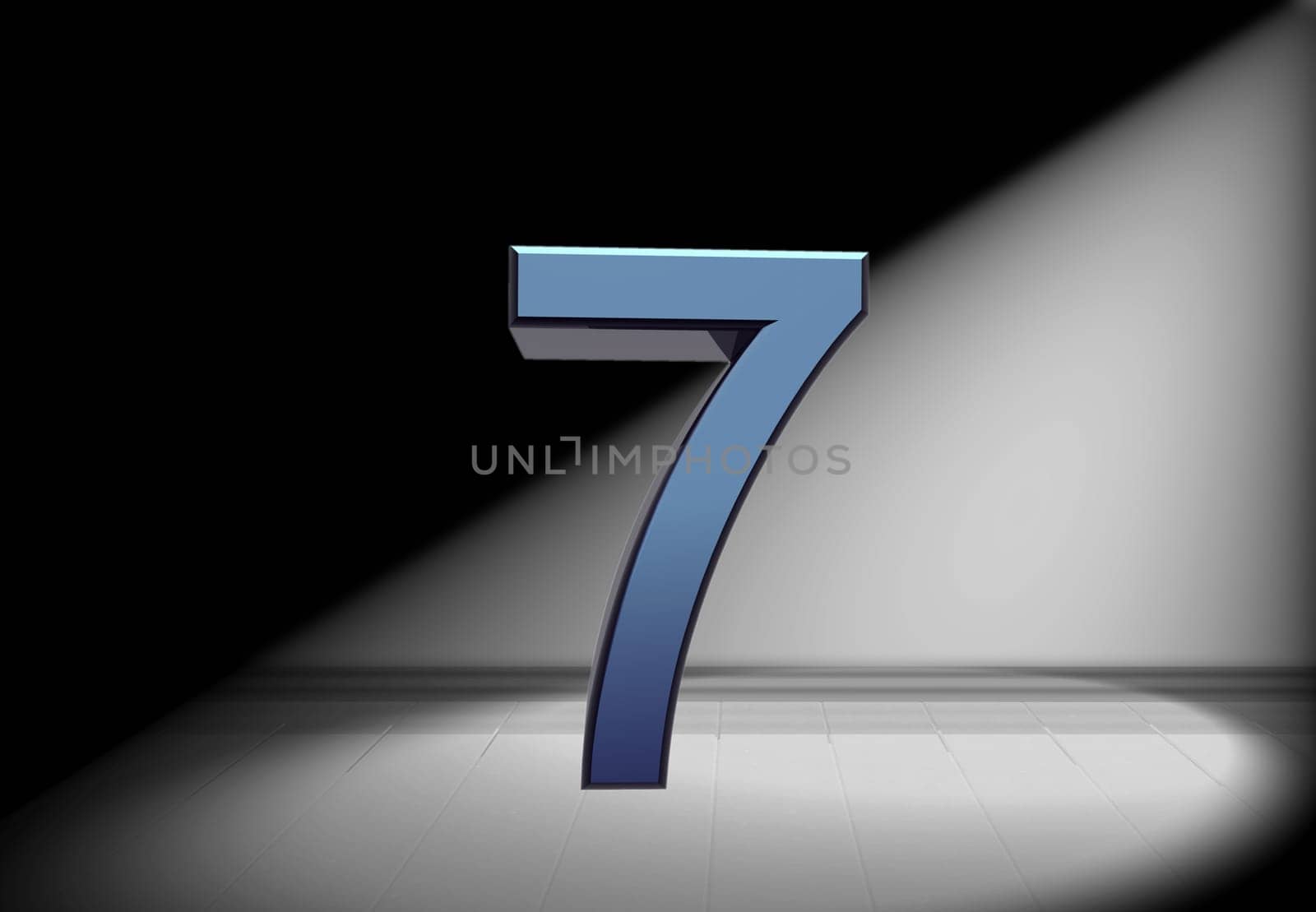 blue number in spotlight