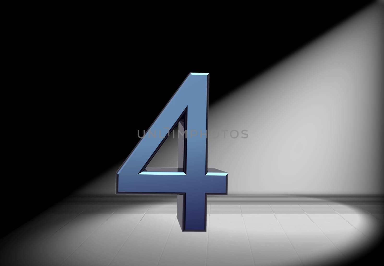 blue number in spotlight