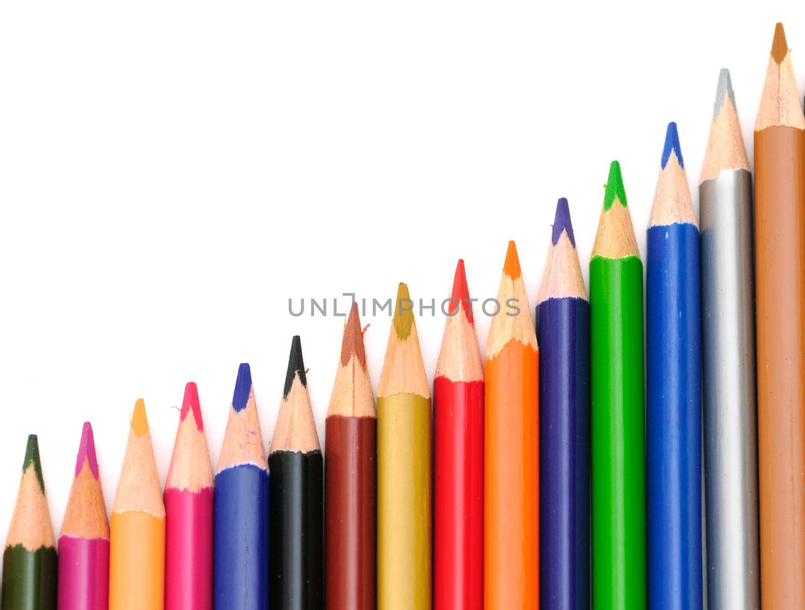 Colored pencils isolated on a white background