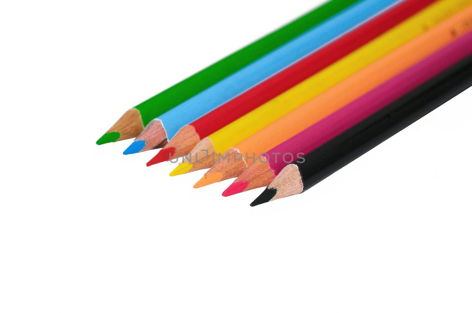 Colored pencils isolated on white  back ground