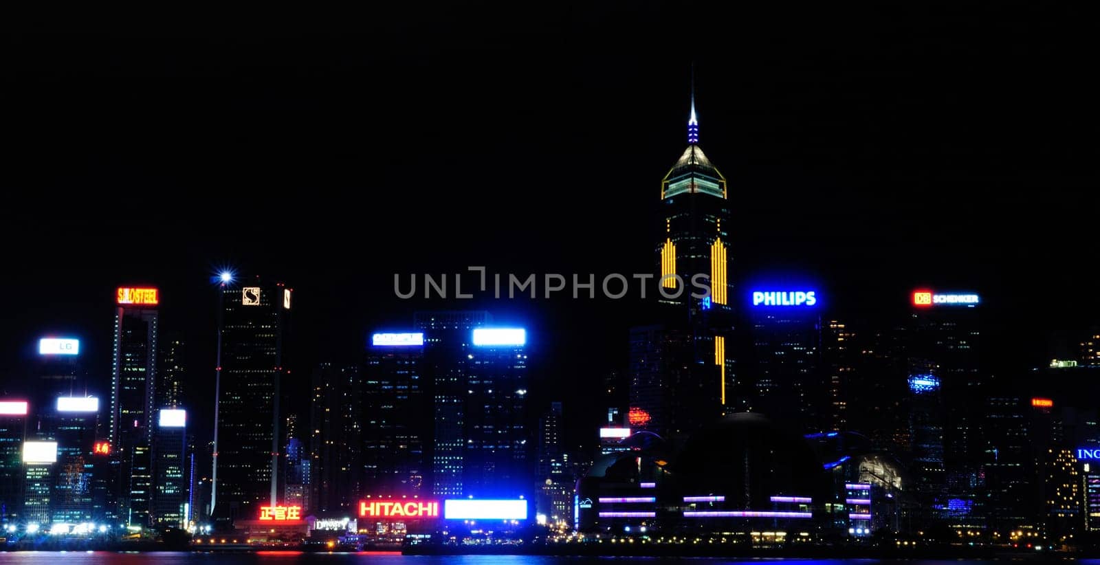 Hong Kong skyline during night with spectatular lights