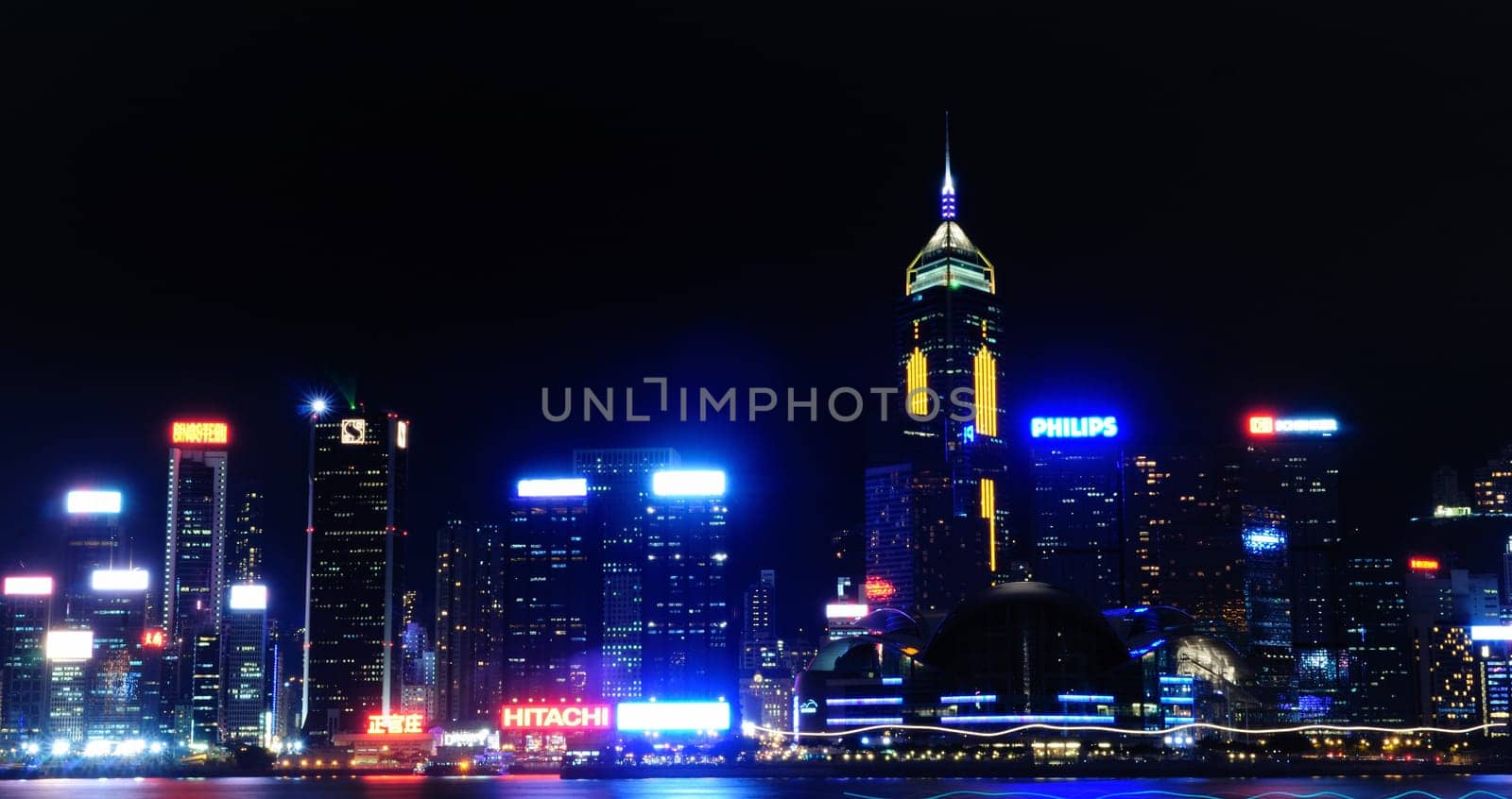 Hong Kong skyline during night with spectatular lights