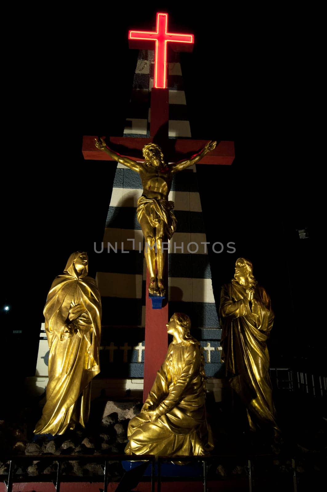 Holy cross at a local church aduring night