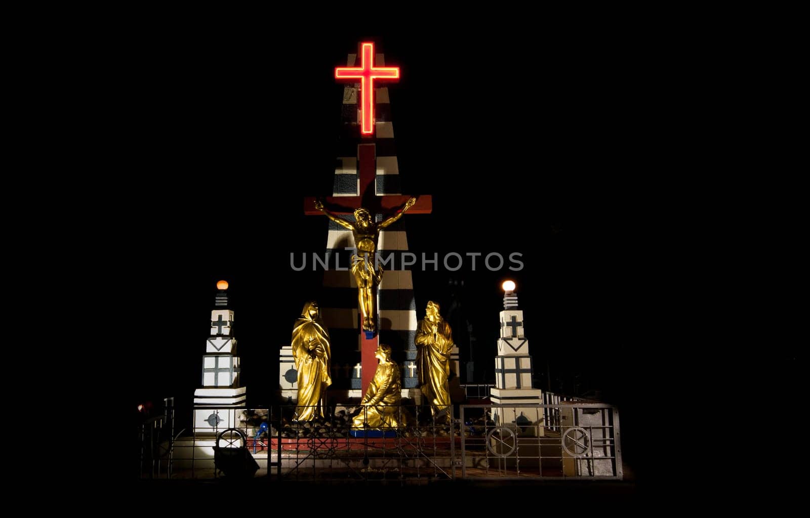 Holy cross at a local church aduring night
