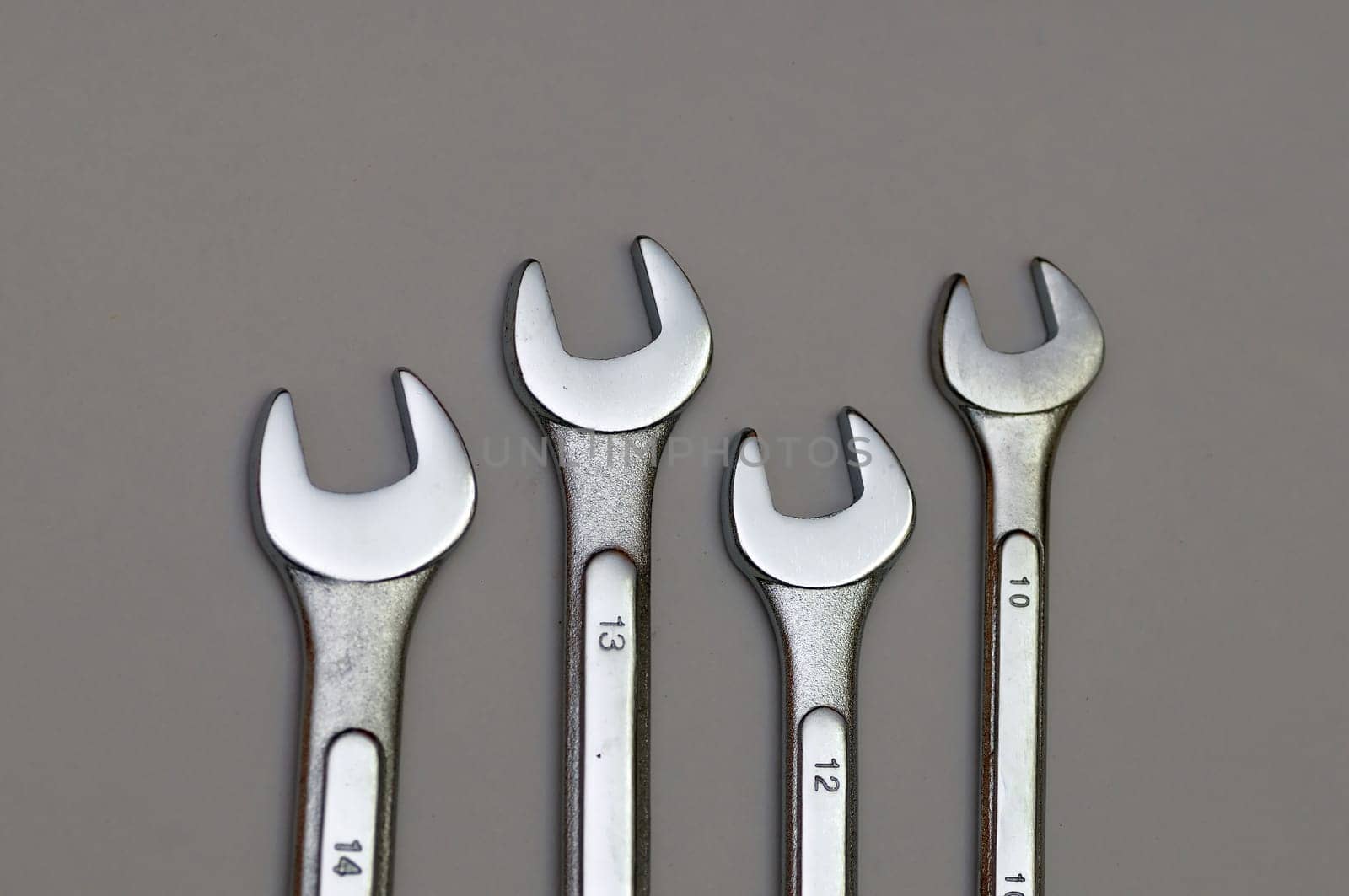 A set of spanners isolated on a  light background