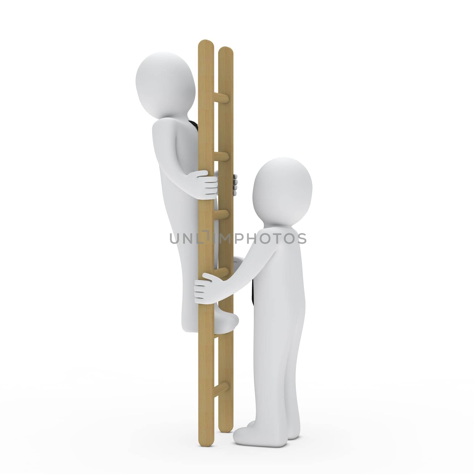 3d business man up ladder for success