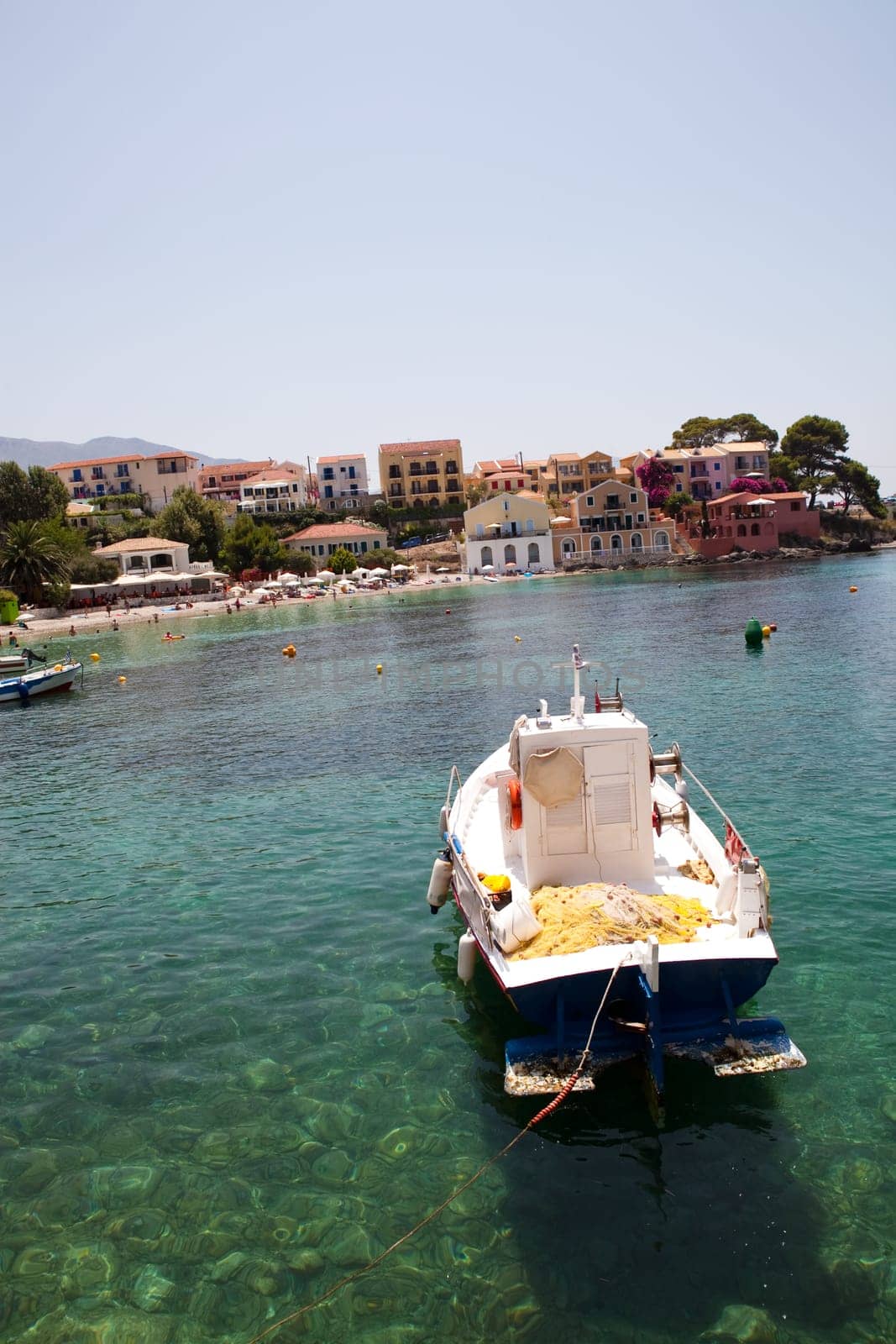 View of beautiful historical Assos village in Kefalonia, Greece