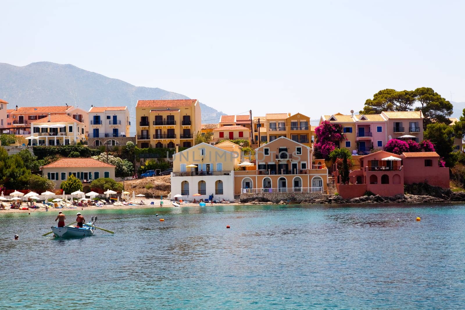 View of beautiful historical Assos village in Kefalonia, Greece