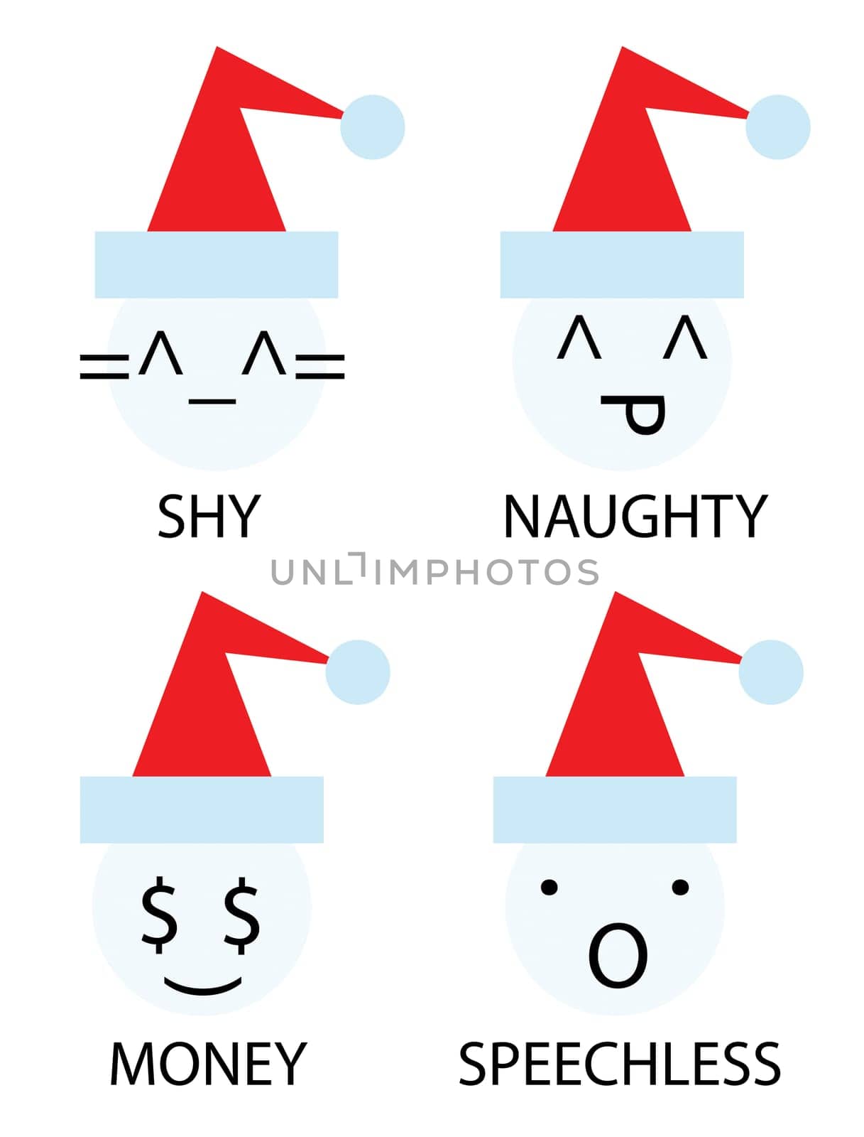 christmas icons of snowman as emoticons smiley