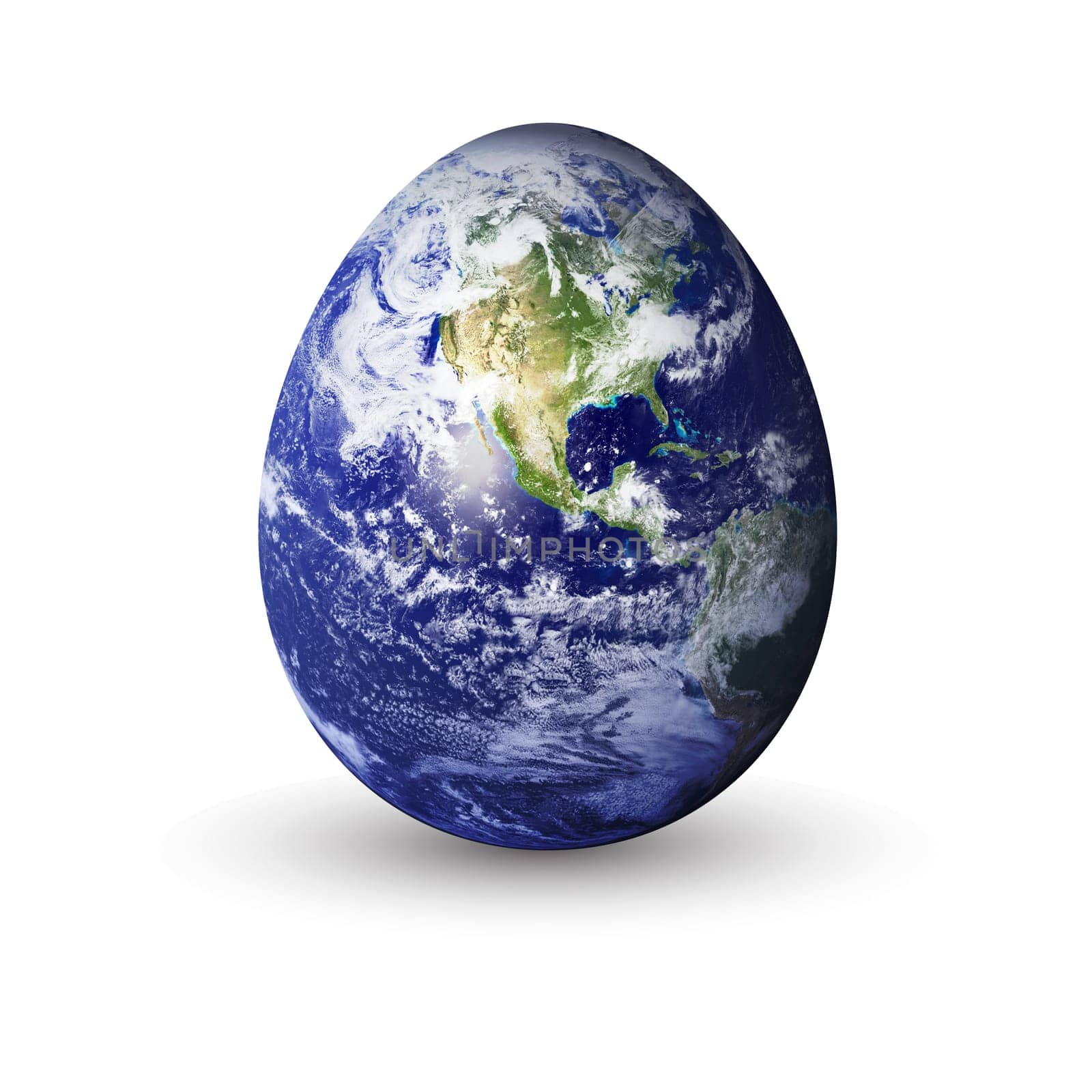 earth in egg shape, to convey a fragile earth.