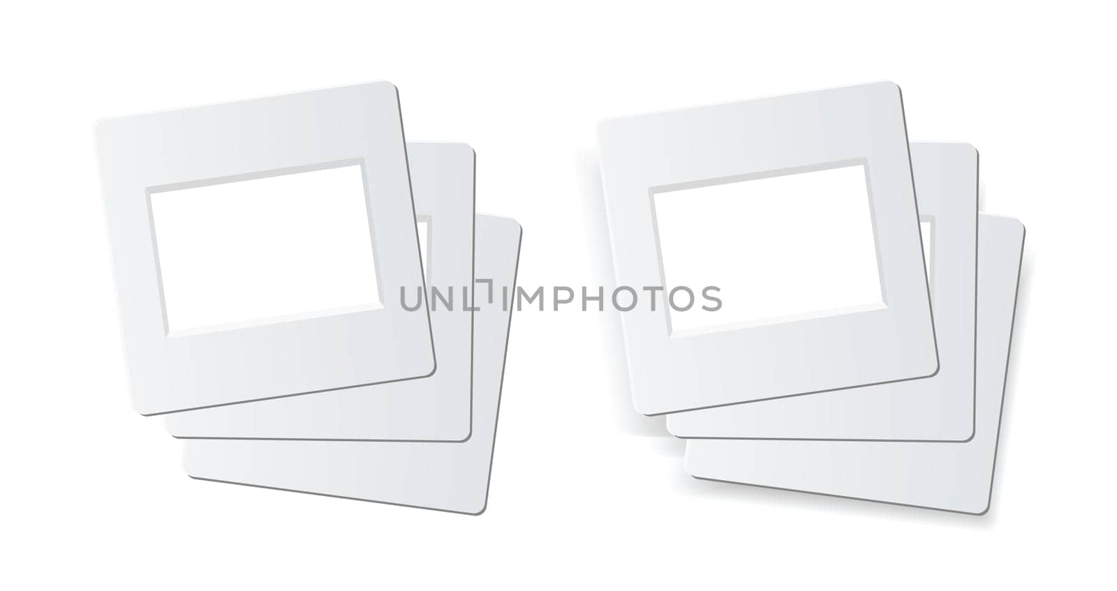 slide frames for 35mm format, 1 stack is isolated on white, 1 stack is with shadow effect. vector is available.