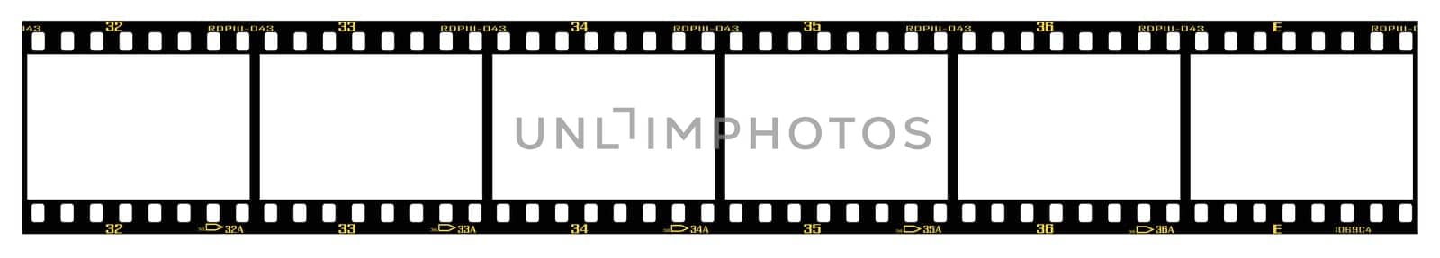 35mm slide/positive frames in filmstrip, with details and accurate dimension.