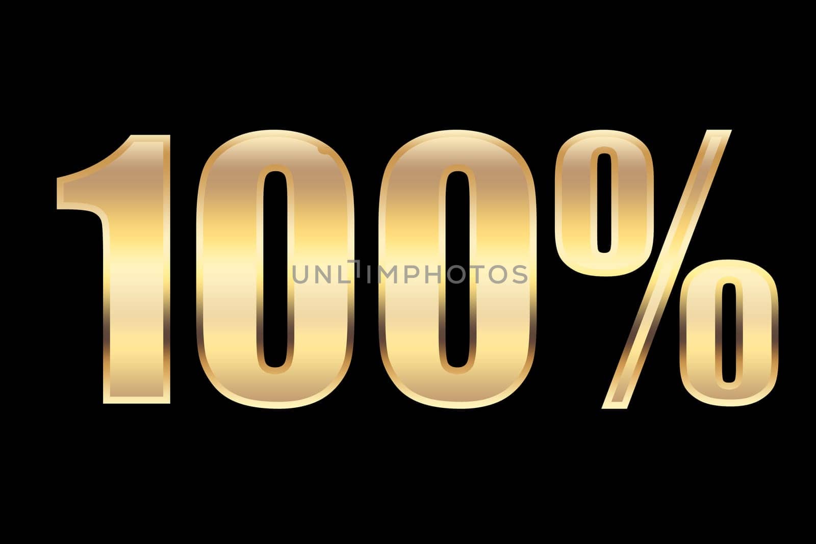 100% sign in gold, for business concepts.