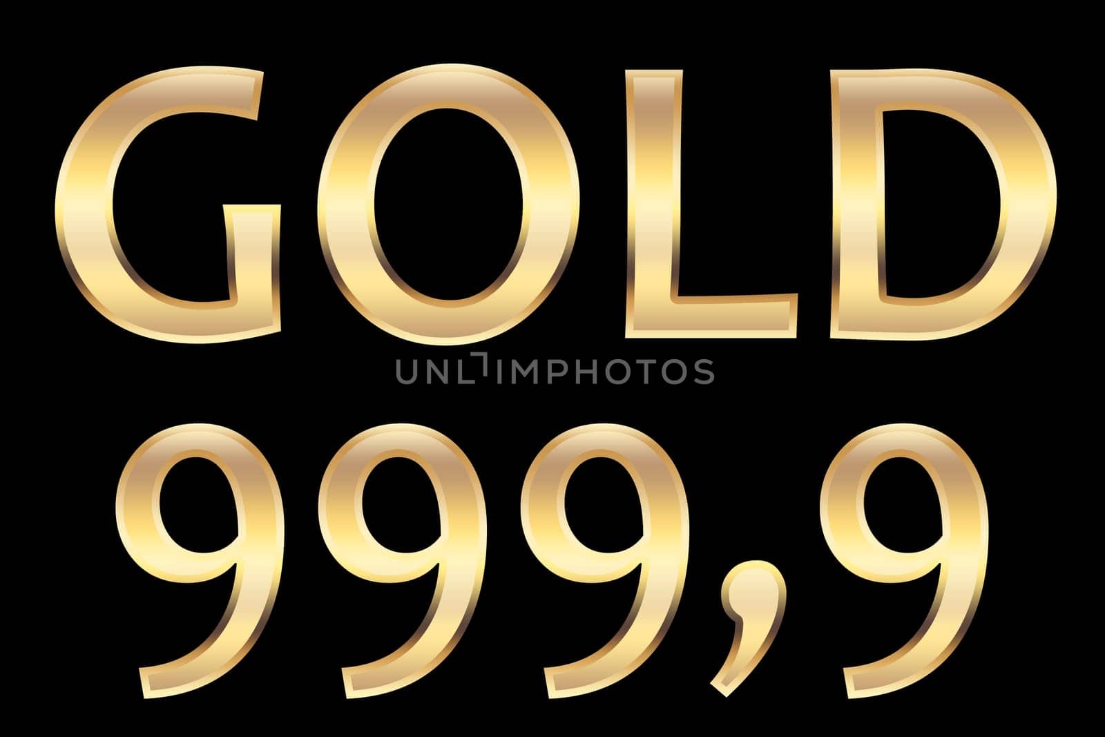 gold 999.9, to indicate the purity of gold.
