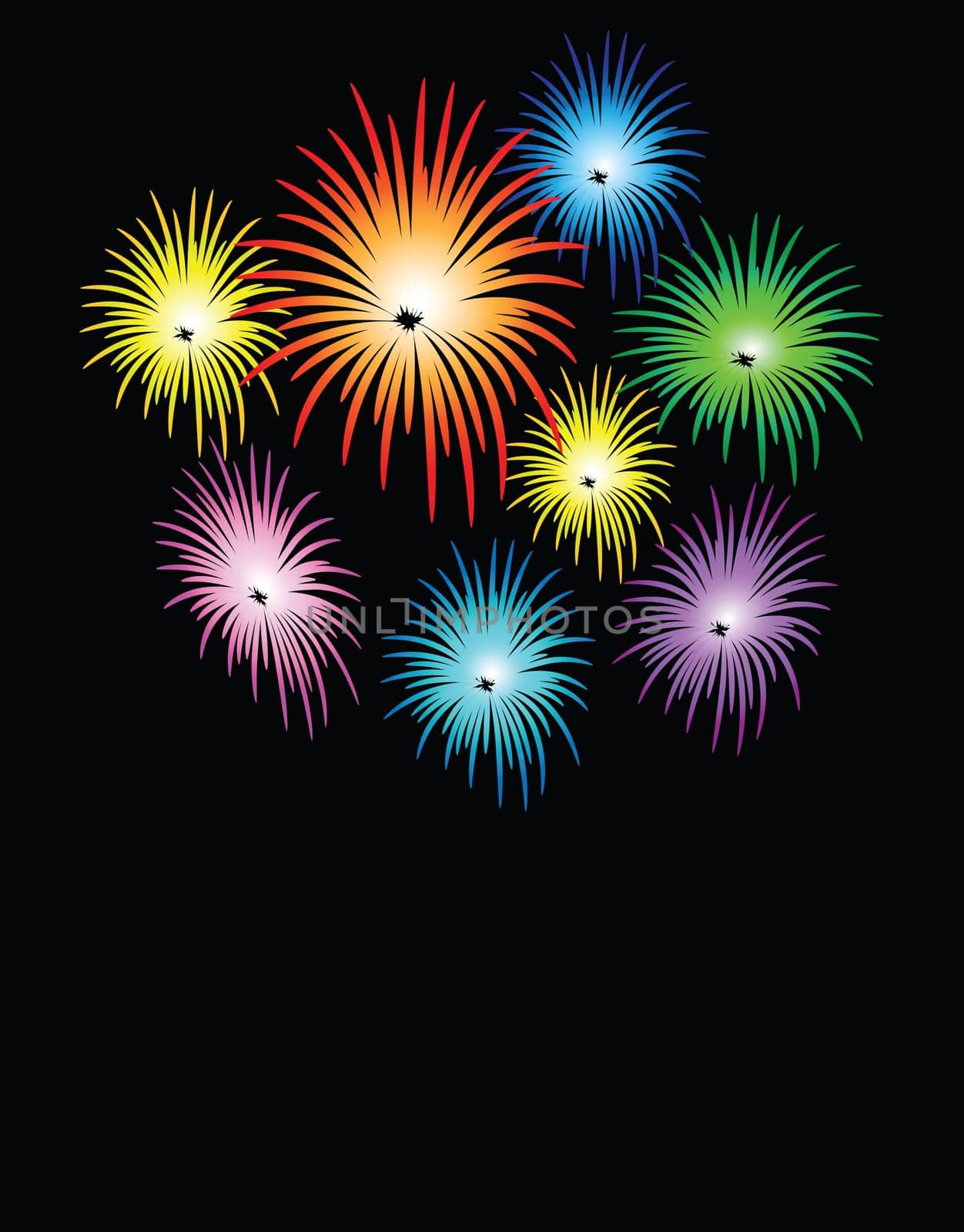 illustrations of fire works, vectors.