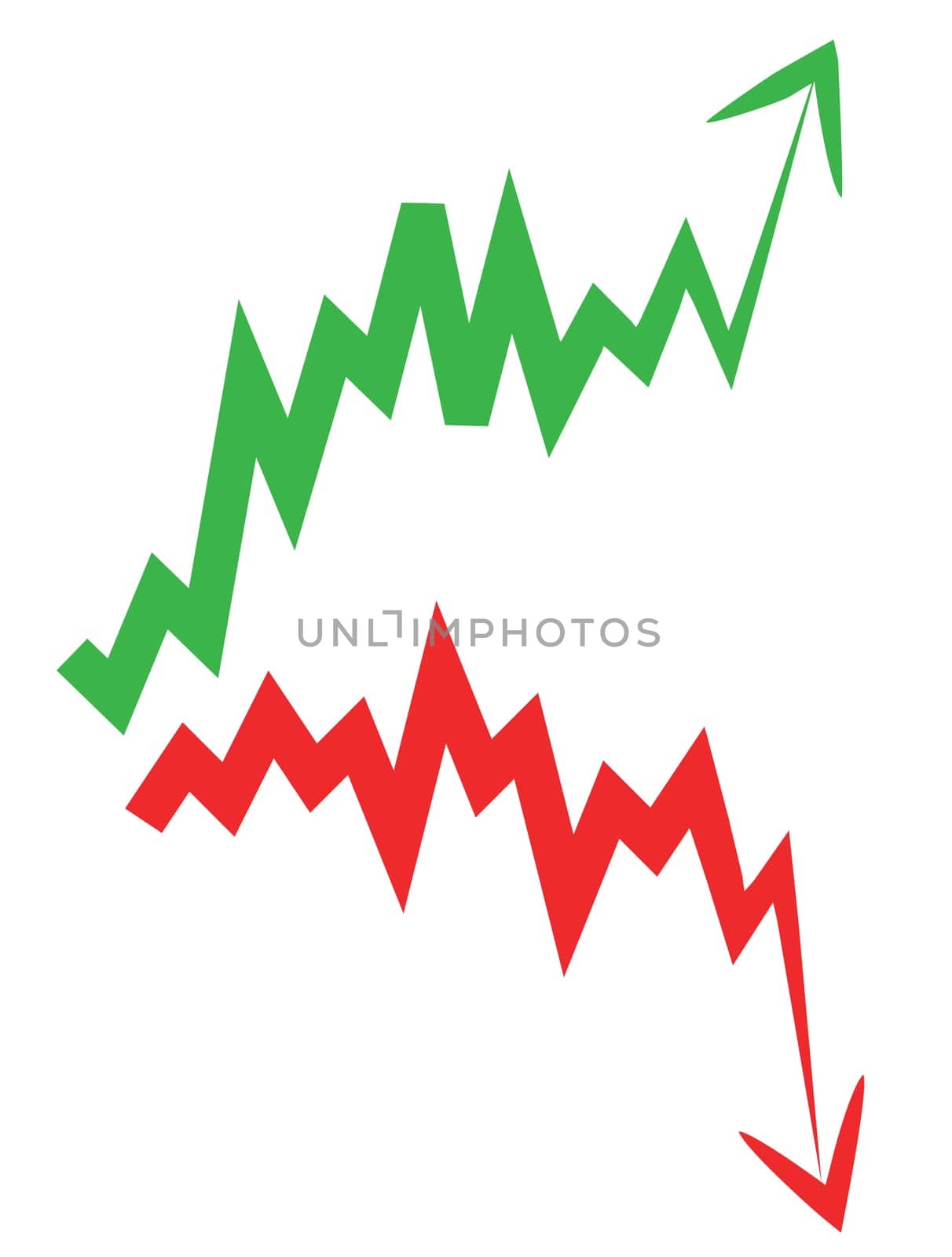 stock market index arrow with upward and downward arrow.