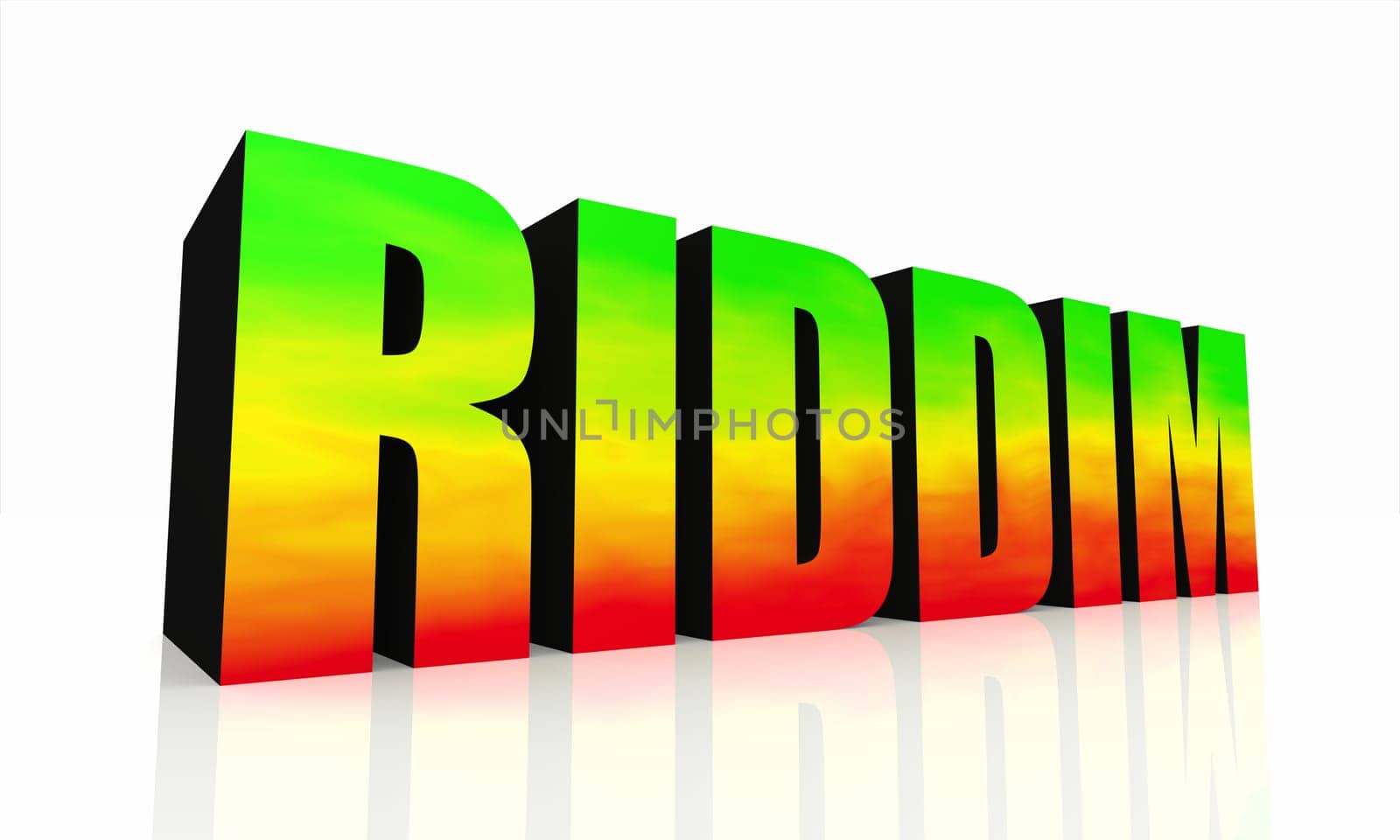 3D Text RIDDIM Isolated - Green Yellow Red